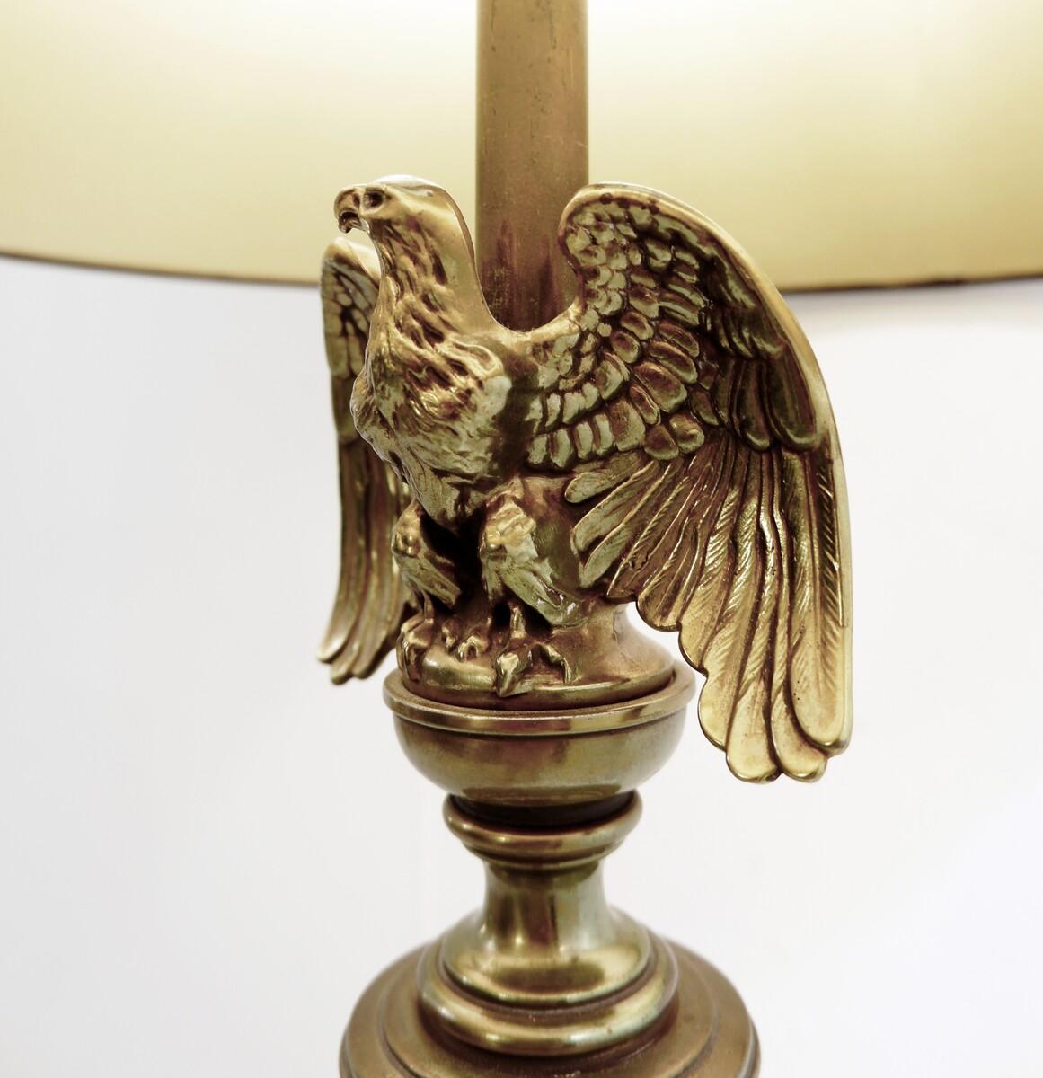 Pair of Midcentury American Eagle Table Lamps, Ceramic and Brass For Sale 3