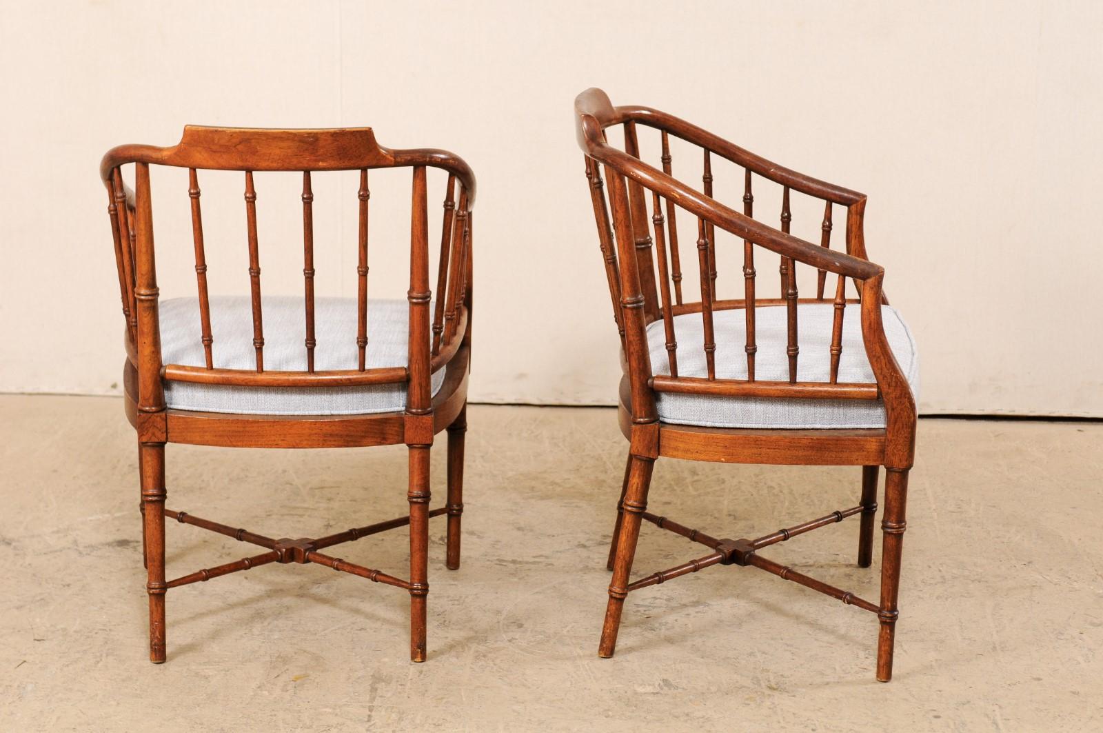 20th Century Pair of Midcentury American Faux-Bamboo Chairs