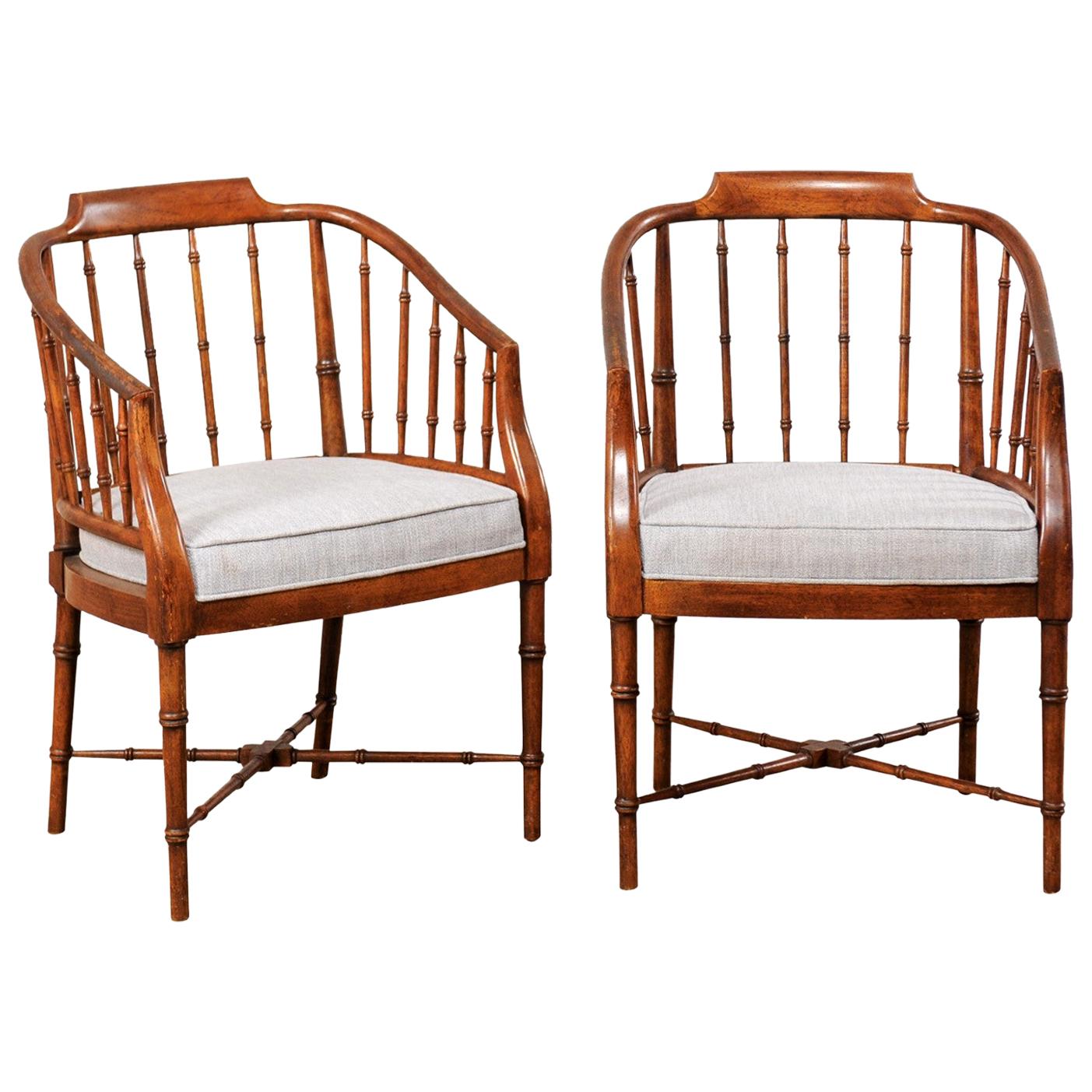 Pair of Midcentury American Faux-Bamboo Chairs