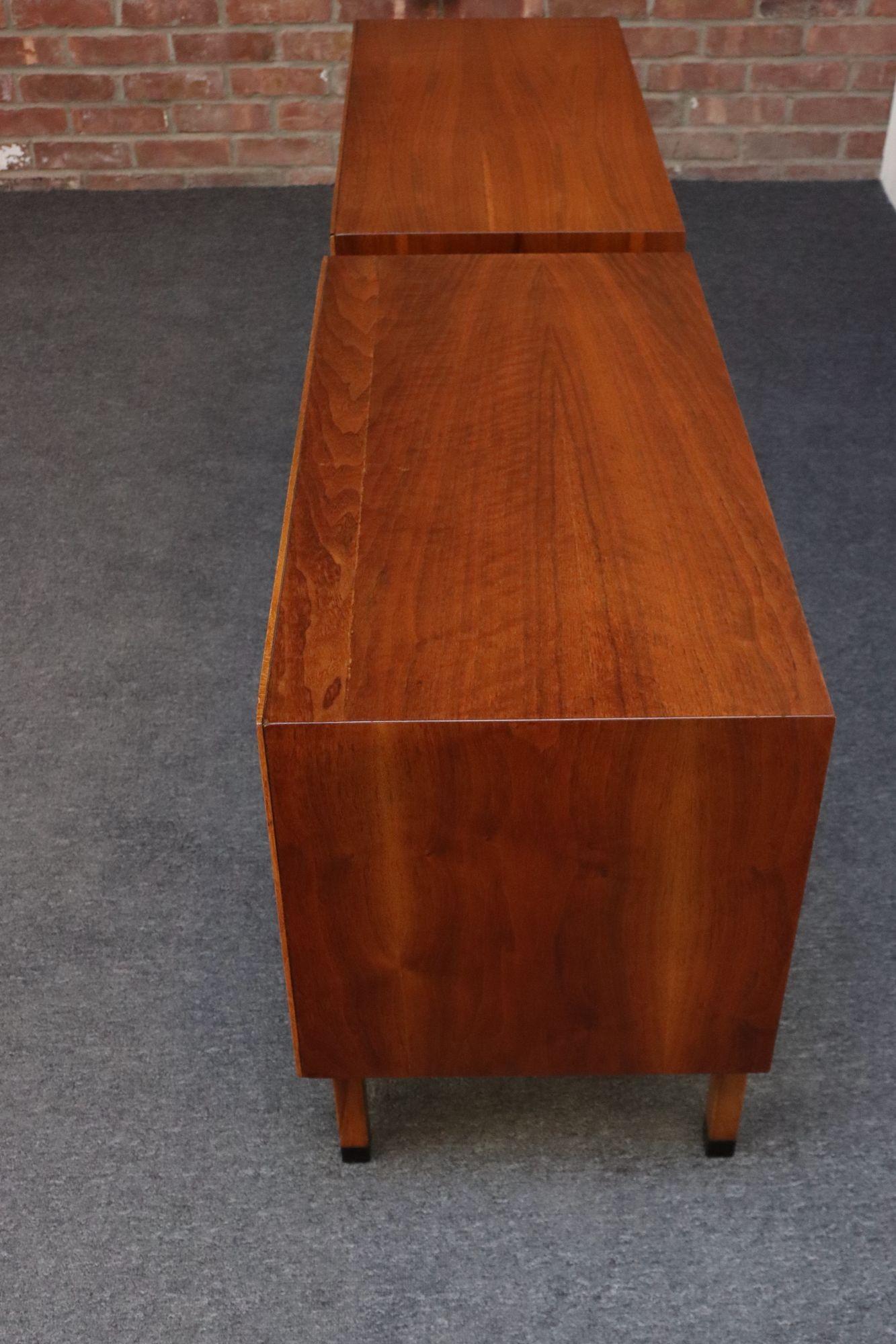 Pair of Mid-Century American Modern Walnut Record Cabinets by Lane 8