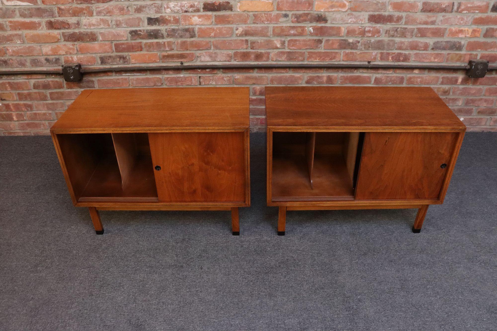 Pair of Mid-Century American Modern Walnut Record Cabinets by Lane 3