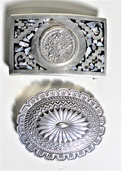 Pair of Mid-Century American Navajo J. Blackgoat & Mexican Silver Belt Buckles