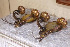Pair of Mid-Century American Renaissance Revival Iron Two-Light Sconces