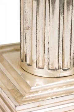 Pair of Midcentury American Silver Plate Ionic Order Column Table Lamps