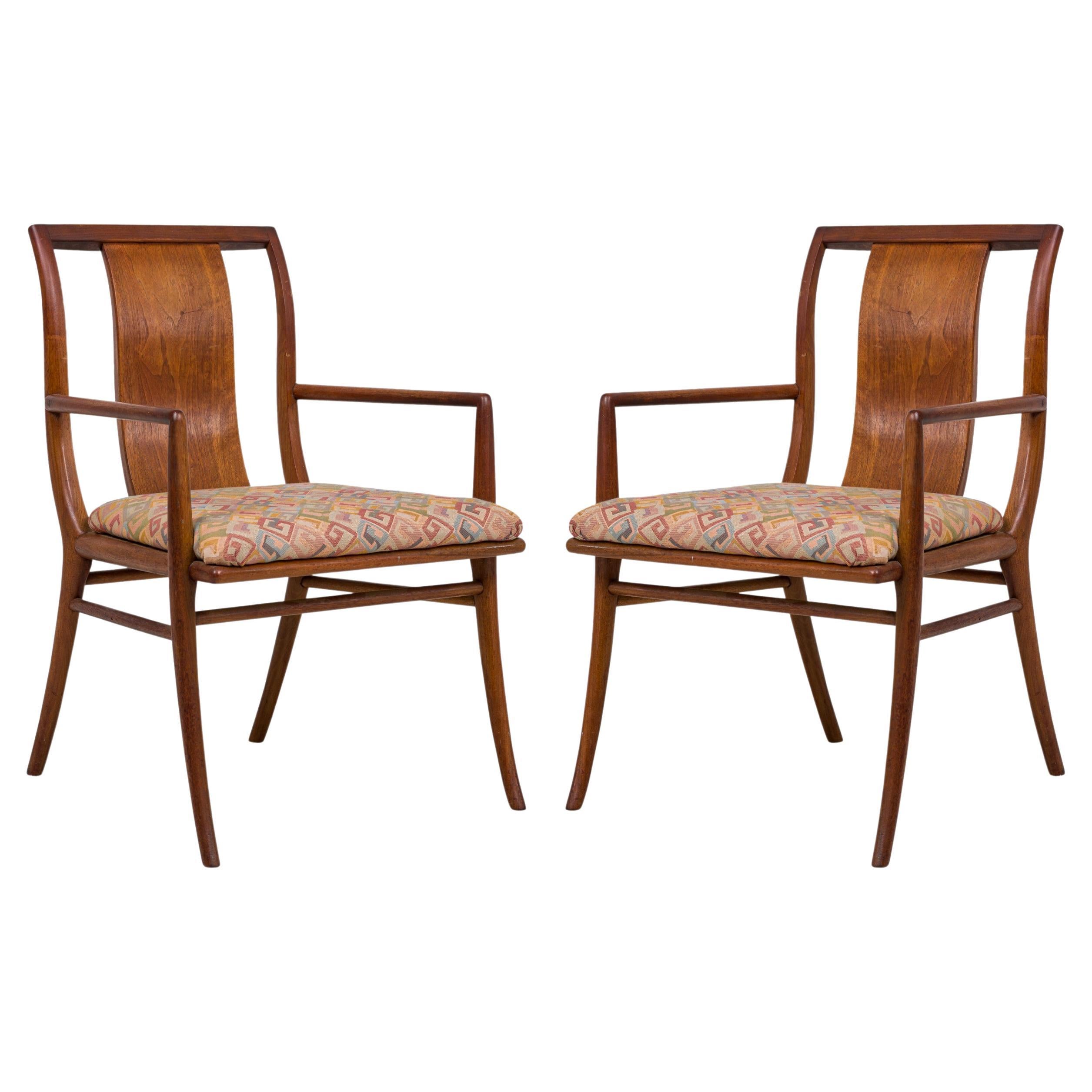 Pair of Midcentury American Upholstered Seat Armchairs For Sale