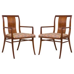 Vintage Pair of Midcentury American Upholstered Seat Armchairs