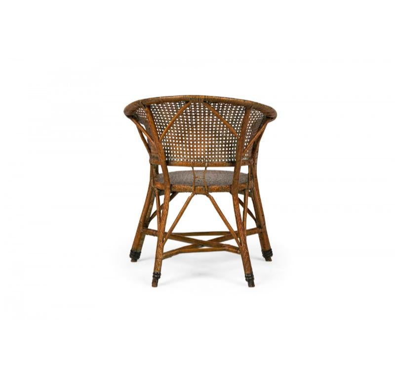 Pair of Mid-Century American Wicker & Cane Pull Up Armchairs For Sale 7