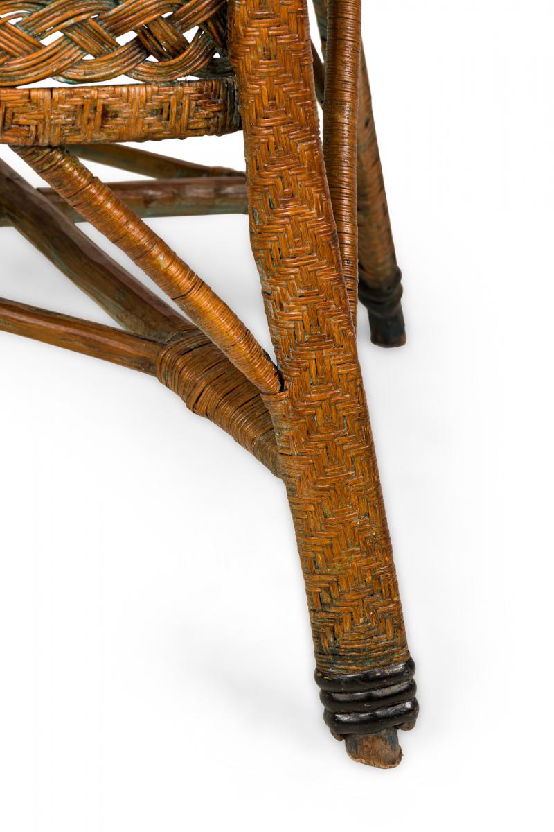 Pair of Mid-Century American Wicker & Cane Pull Up Armchairs For Sale 1