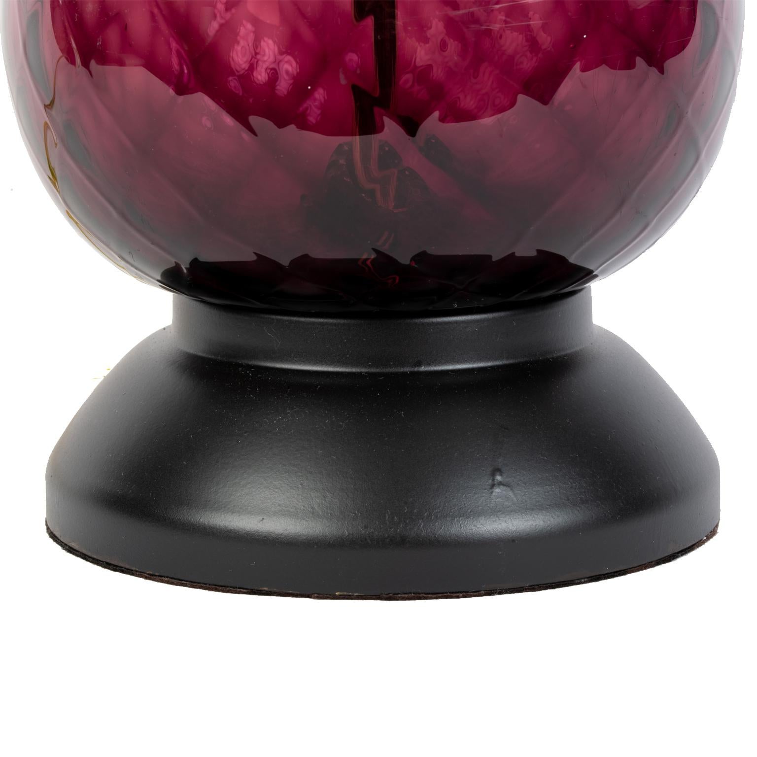 Mid-20th Century Pair of Midcentury Amethyst Colored Lamps Attributed to Blenko Glass