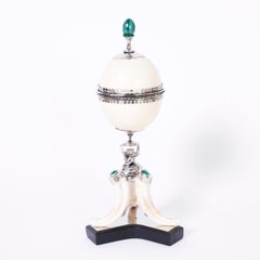 Pair of Midcentury Anthony Redmile Ostrich Egg Boxed on Stands