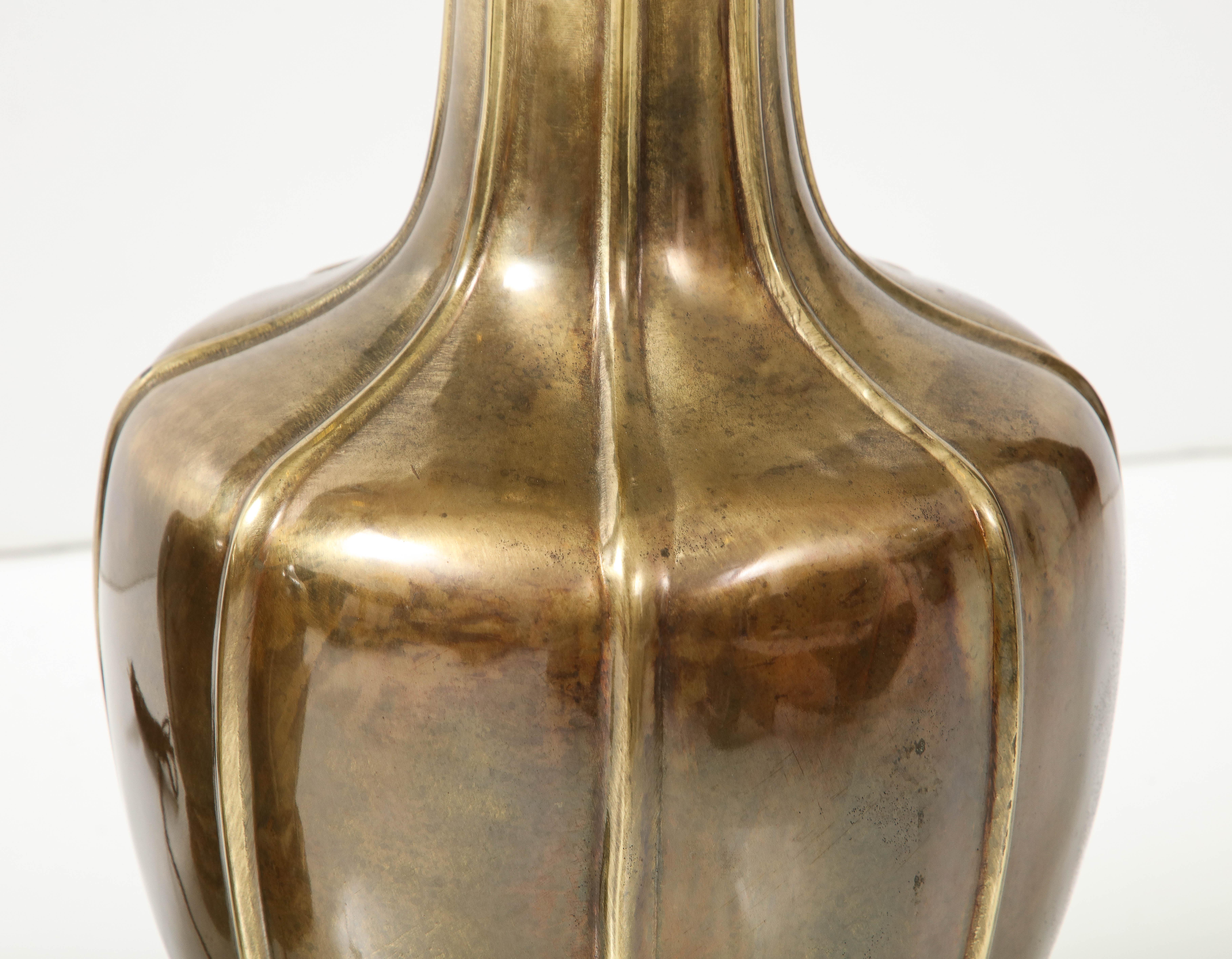 Pair of Midcentury Antique Brass Lamps by Frederick Cooper In Good Condition For Sale In New York, NY