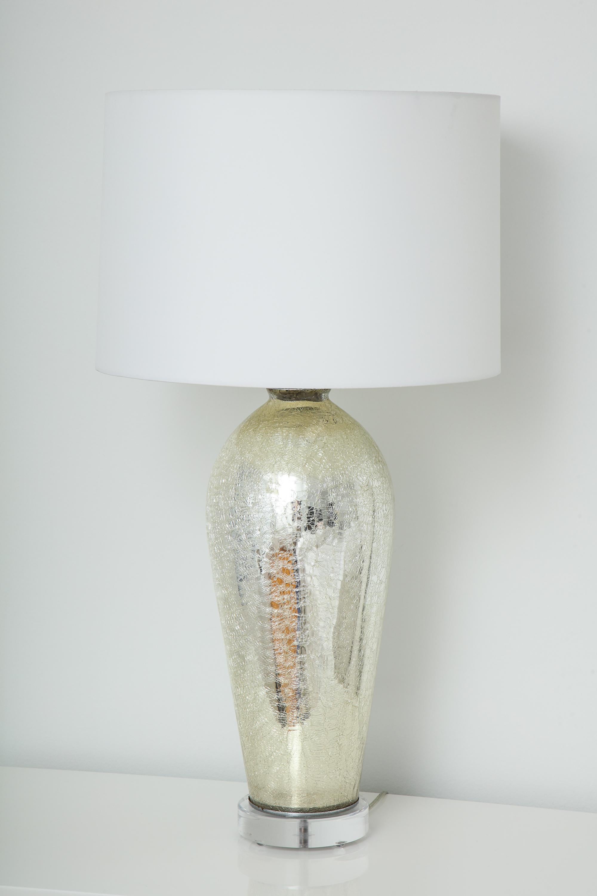 Mid-Century Modern Pair of Midcentury Antiqued Mirrored Lamps For Sale