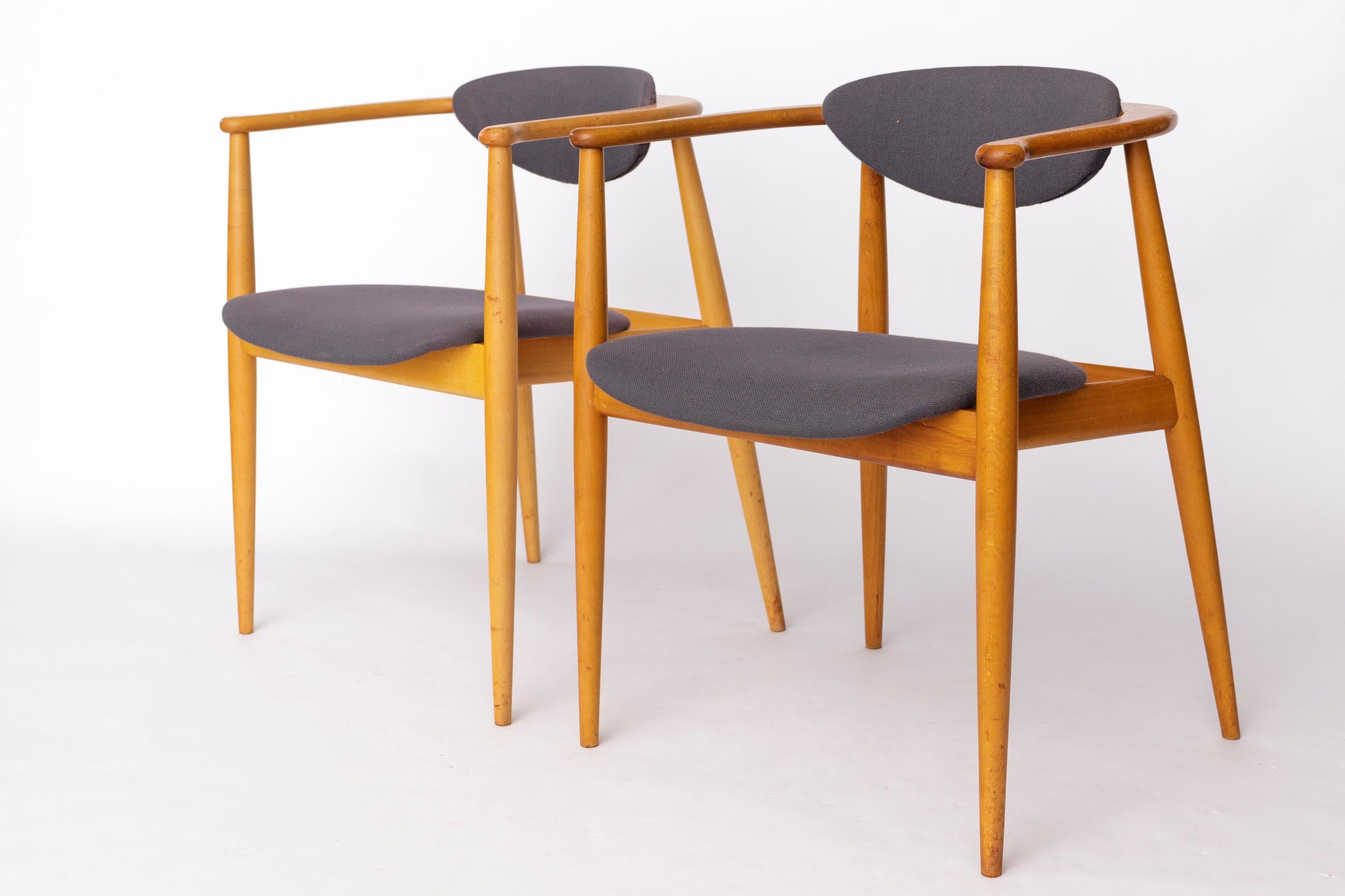 Paar Mid-Century Sessel, 1960-70er Jahre Deutscher Vintage, Buchenholz & Original U im Angebot 1
