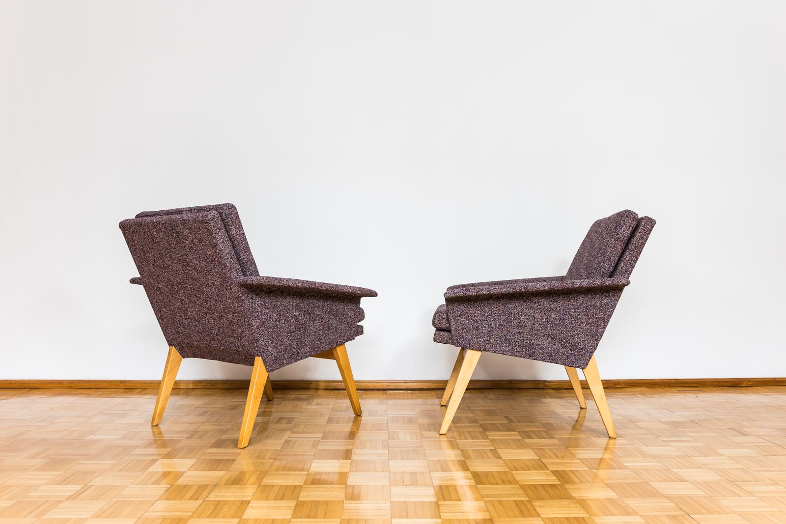 Fabric Pair of Mid-Century armchairs 1960’s Czechoslovakia