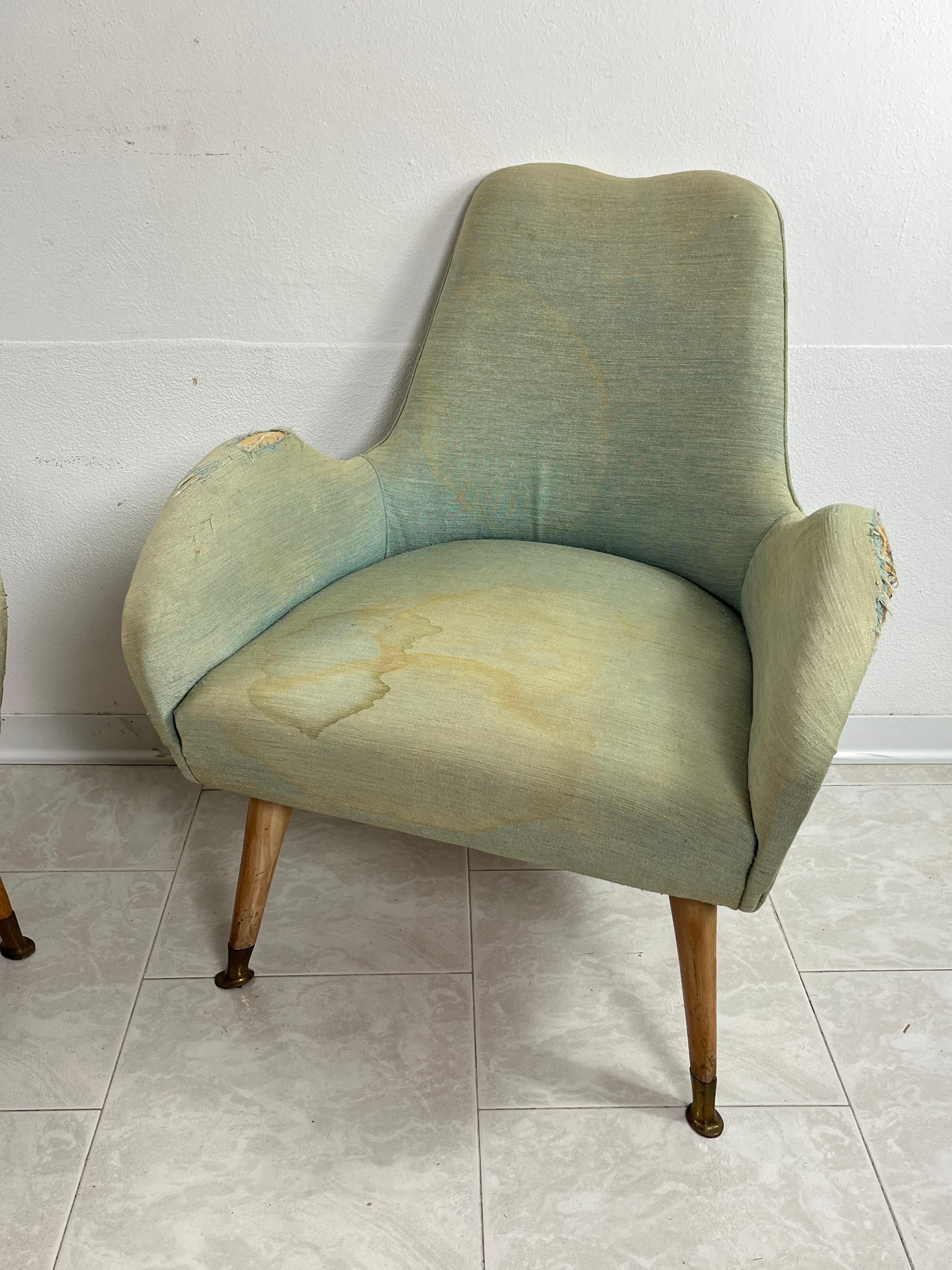 Ein Paar Sessel aus der Mitte des Jahrhunderts, Federico Munari zugeschrieben 1950er Jahre im Zustand „Gut“ im Angebot in Palermo, IT
