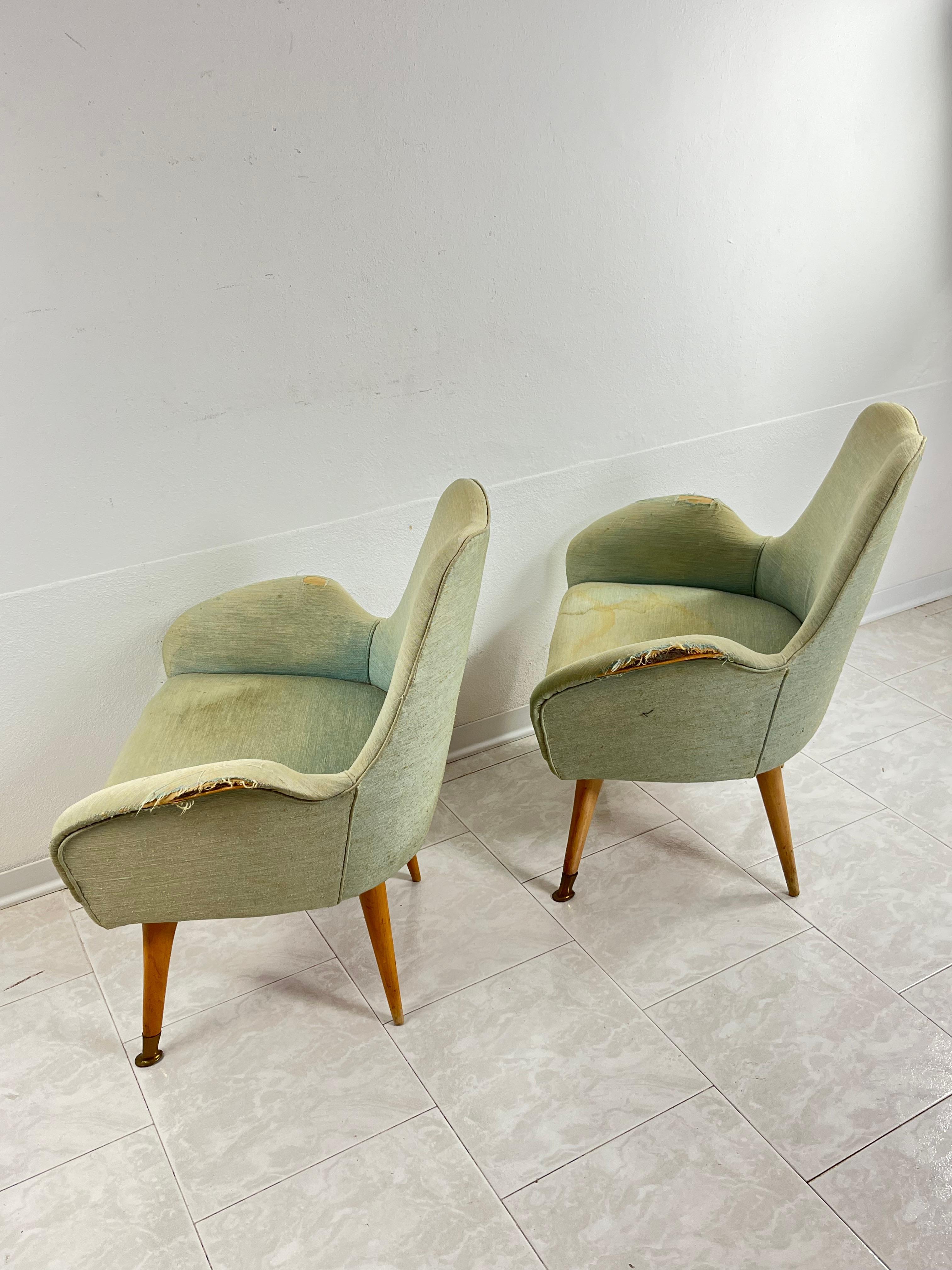 Pair of Mid-Century Armchairs Attributed To Federico Munari 1950s For Sale 2