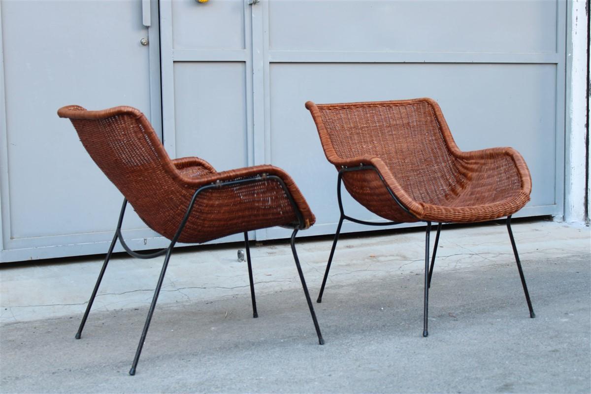 Pair of Mid-Century Armchairs Bamboo Tito Agnoli for Bonacina  1950s In Good Condition In Palermo, Sicily