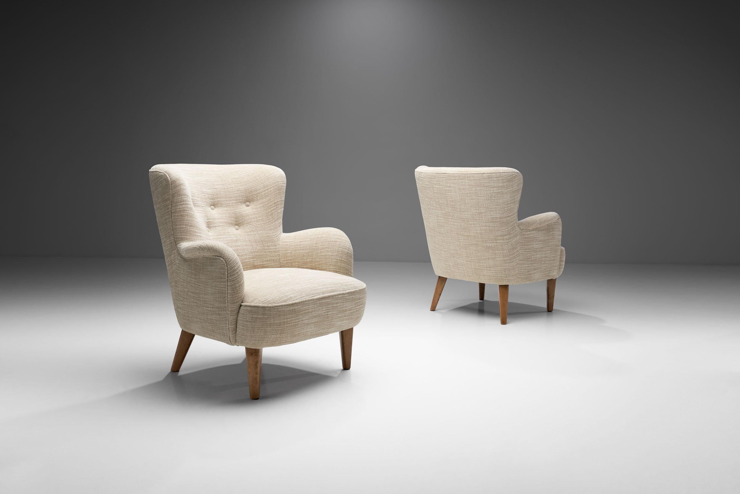 Mid-20th Century Pair of Mid-Century Armchairs by a Swedish Cabinetmaker, Sweden, ca 1950s