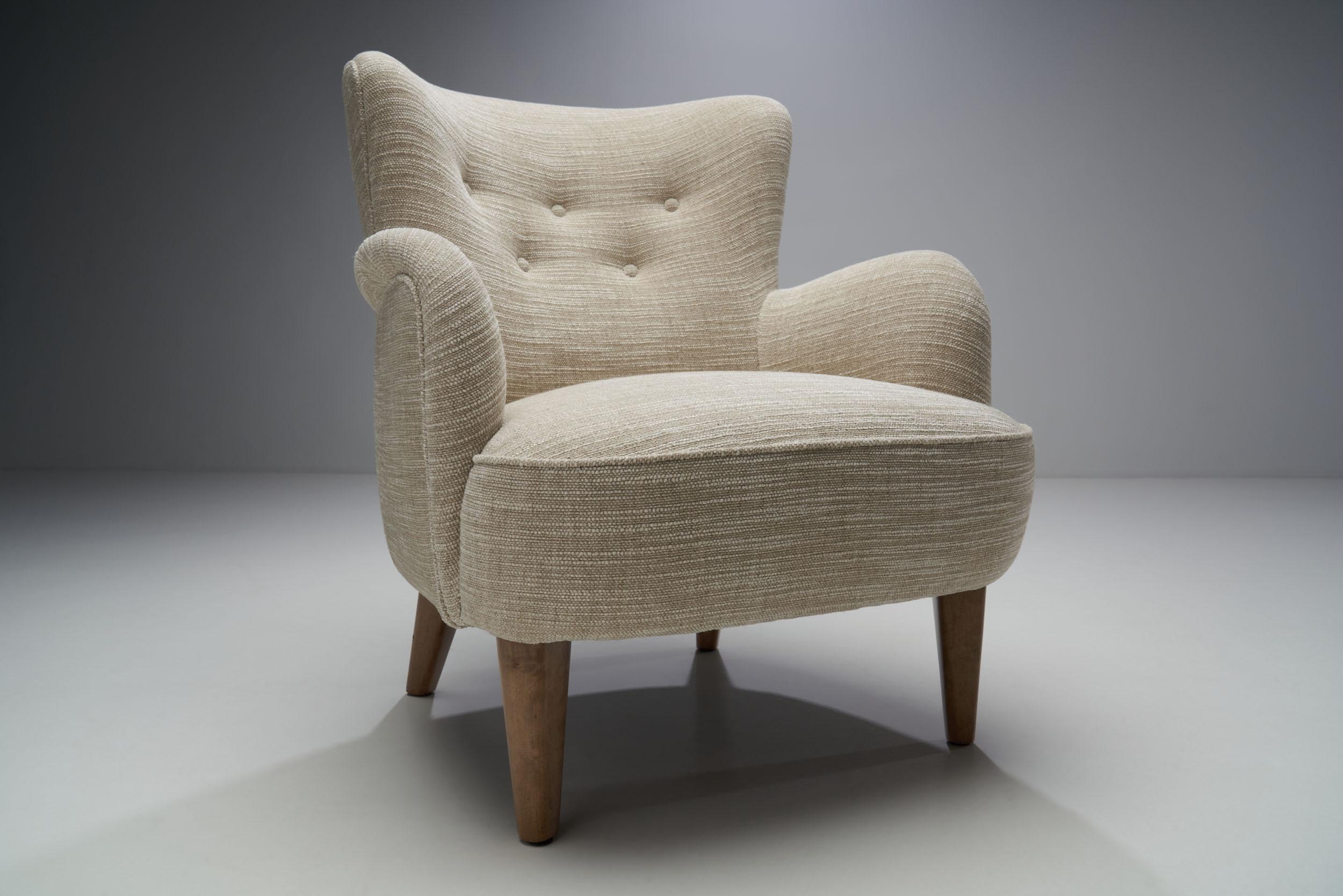 Bouclé Pair of Mid-Century Armchairs by a Swedish Cabinetmaker, Sweden, ca 1950s