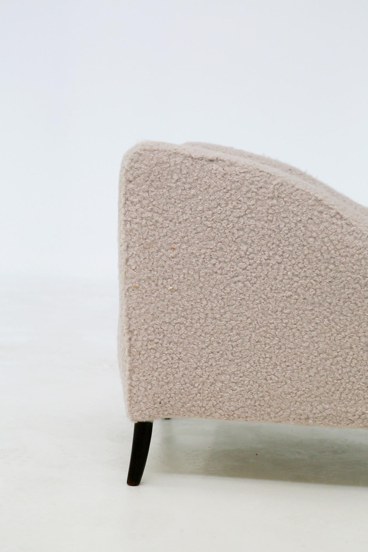 Bouclé Pair of Midcentury Armchairs by Isa Bergamo in White Bouclè Fabric, 1950s