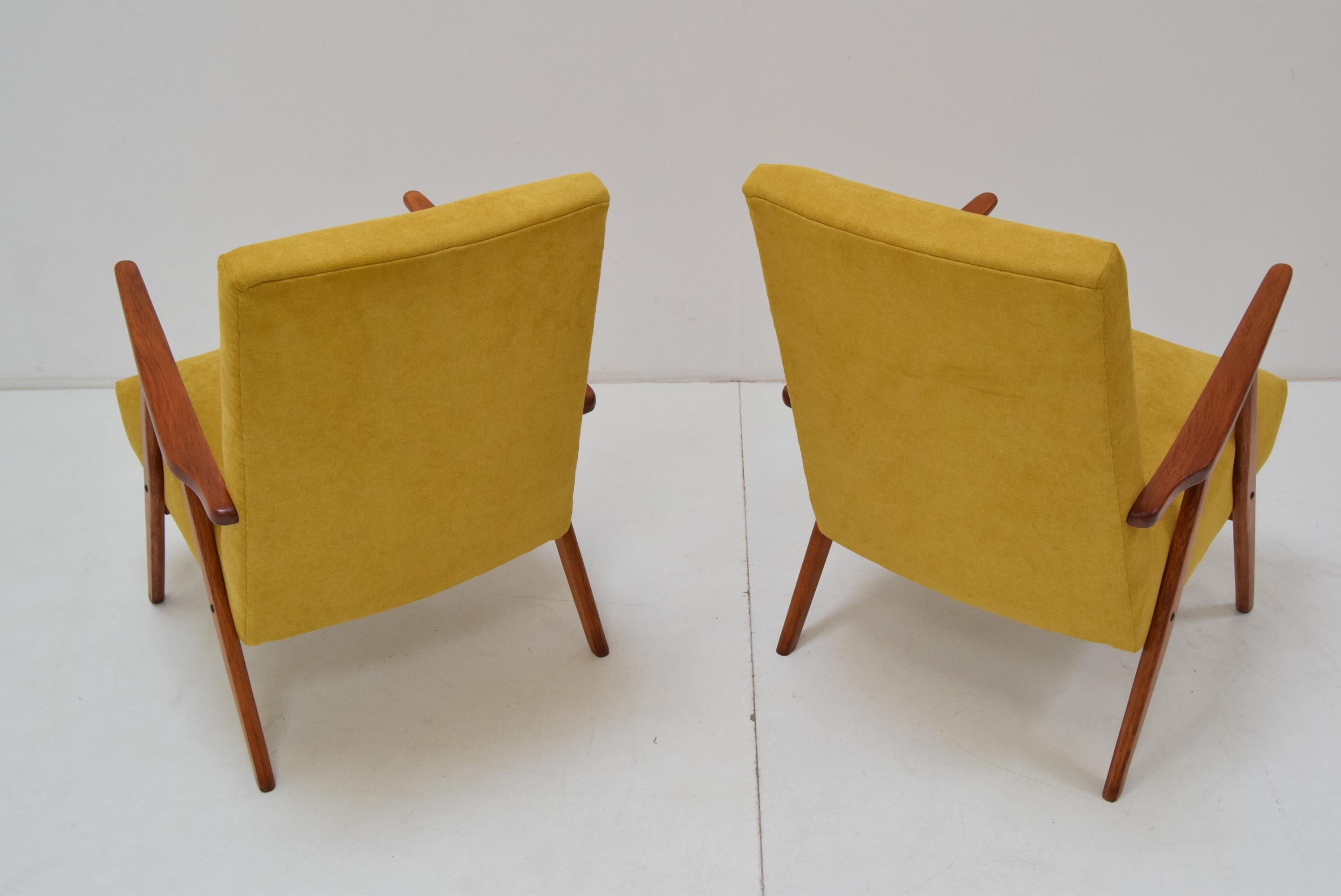 Fabric Pair of Mid-Century Armchairs by Jiri Jiroutek, 1960's