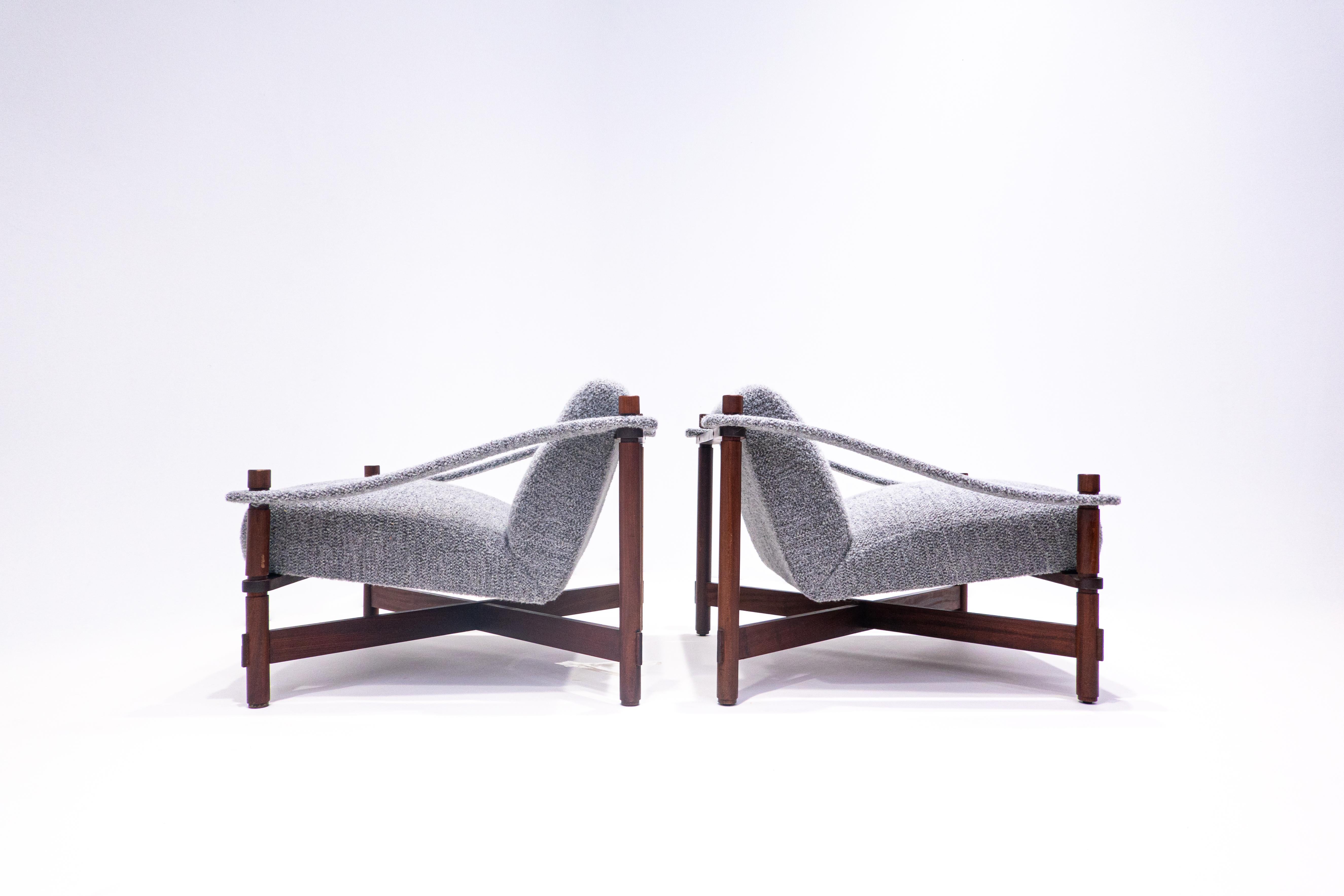 Italian Pair of Mid-Century Armchairs by Raffaella Crespi, Italy, 1960s, New Upholstery