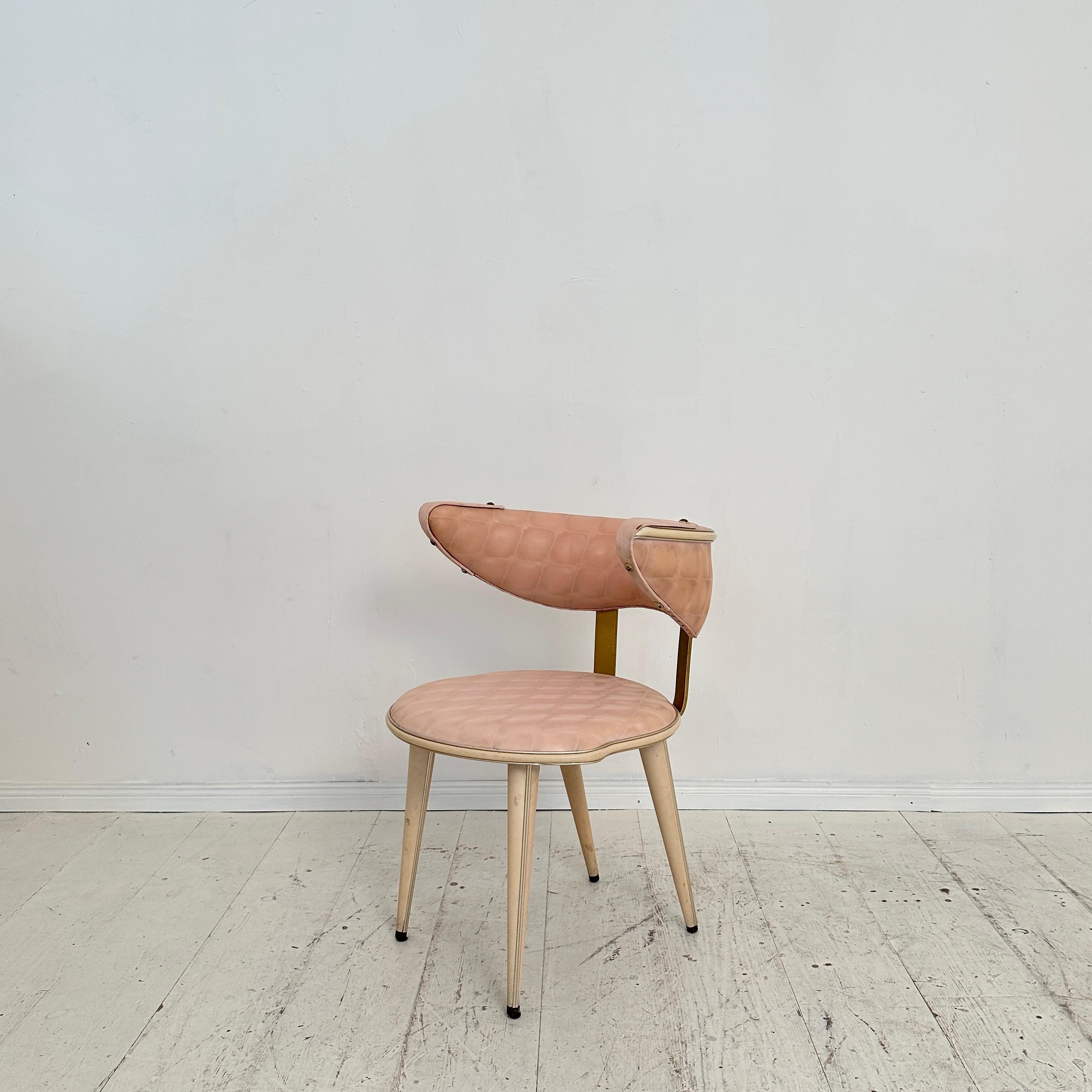Ein Paar Sessel aus der Mitte des Jahrhunderts von Umberto Mascagni, hellrosa und weiß, 1954 im Angebot 5