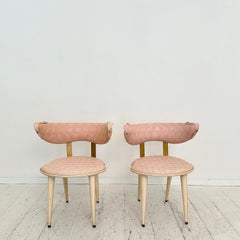 Pair of Mid Century Armchairs by Umberto Mascagni, light pink and white, 1954
