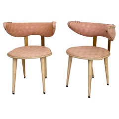 Vintage Pair of Mid Century Armchairs by Umberto Mascagni, light pink and white, 1954