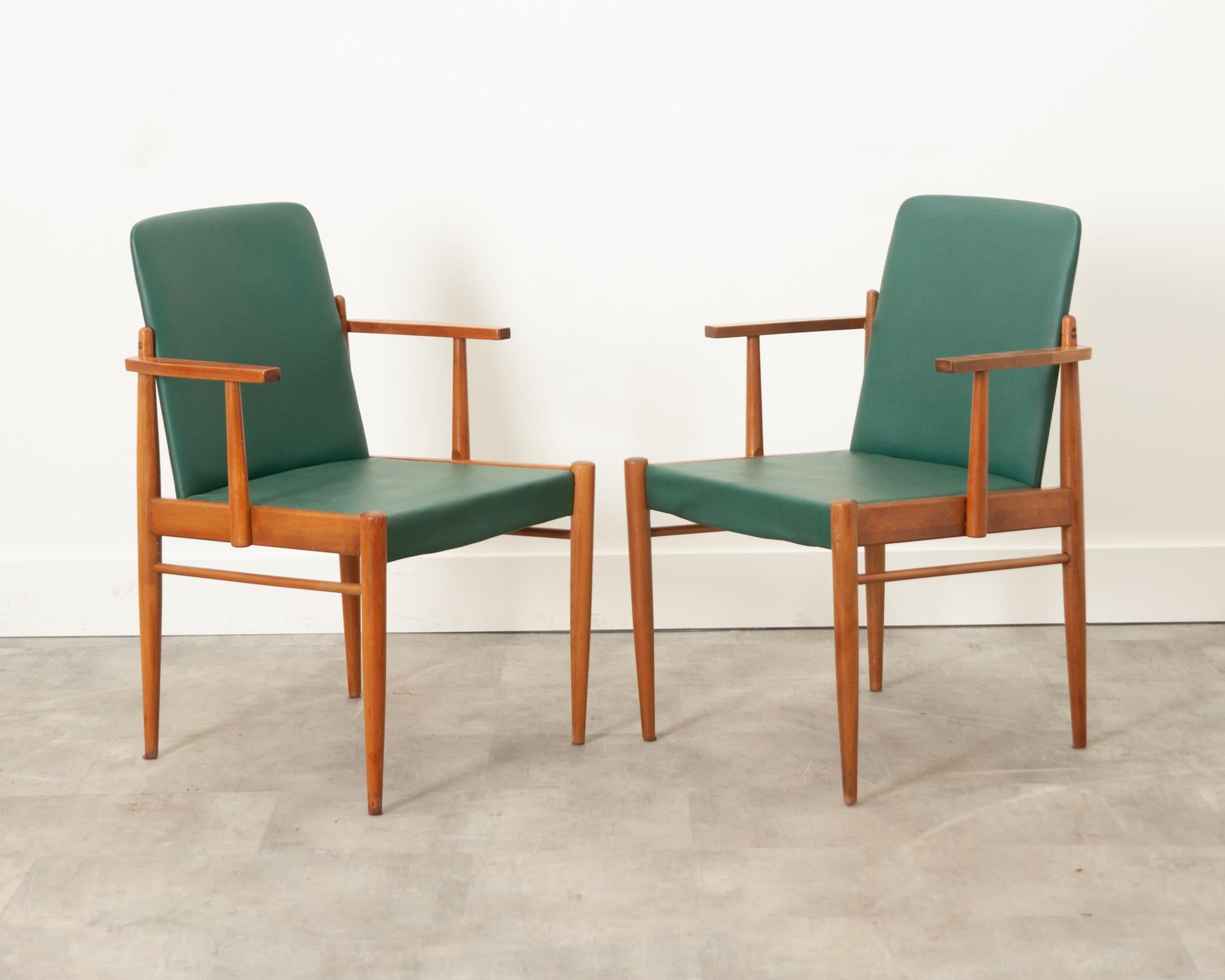 Polished Pair of Mid Century Armchairs For Sale