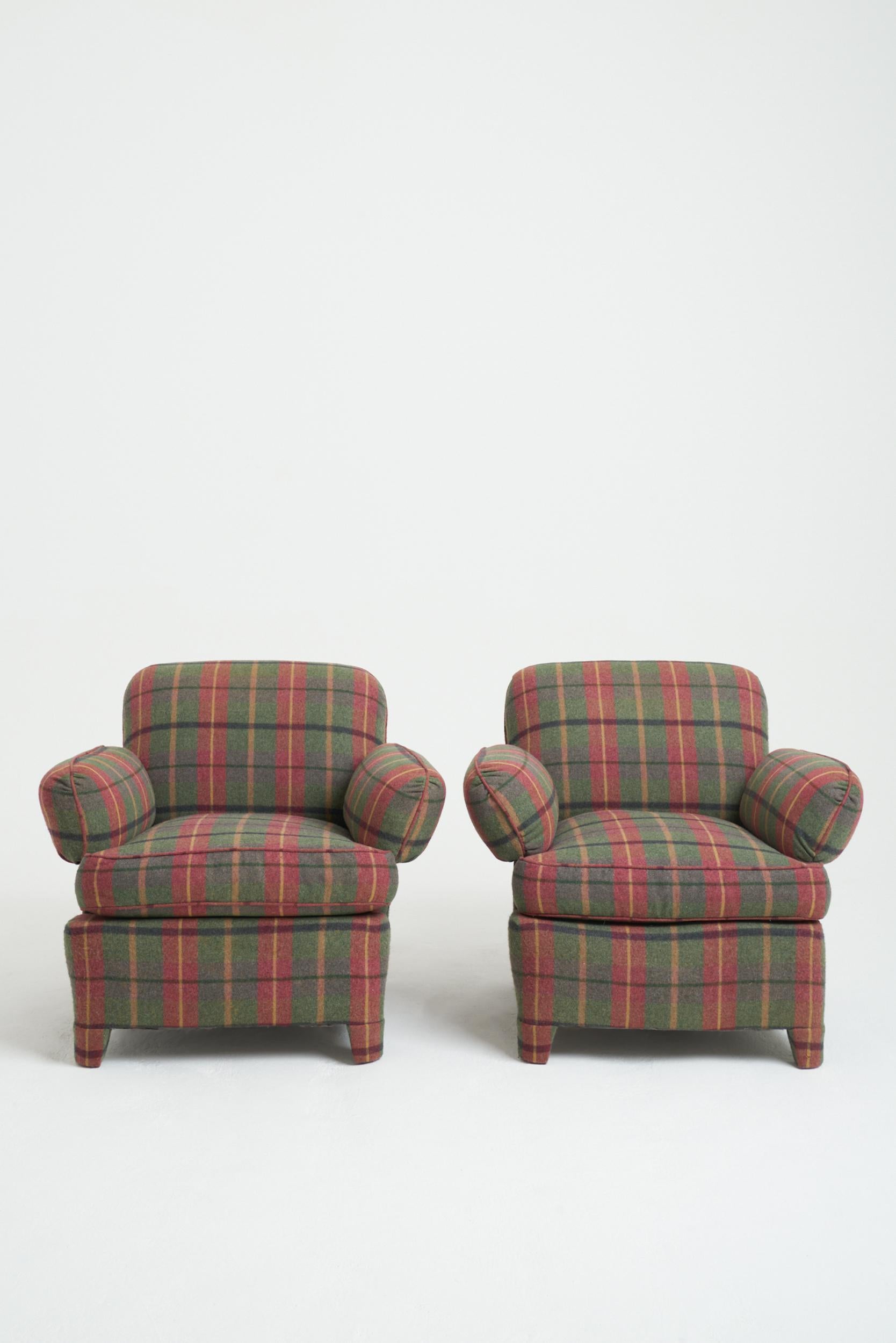Fabric Pair of Mid-Century Armchairs For Sale