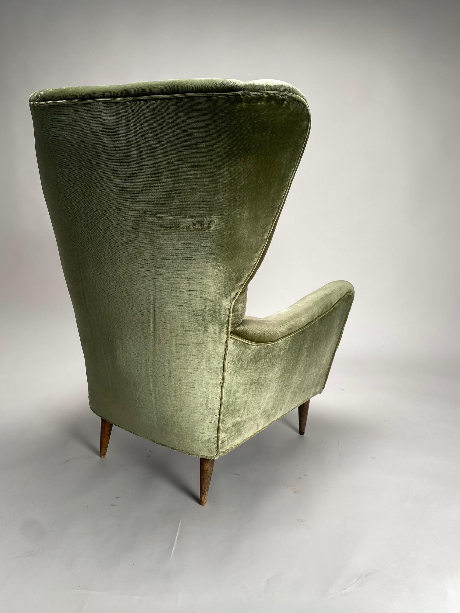 Mid-20th Century Pair of Mid-Century Armchairs, Gio Ponti Style, Italy, 1950s For Sale