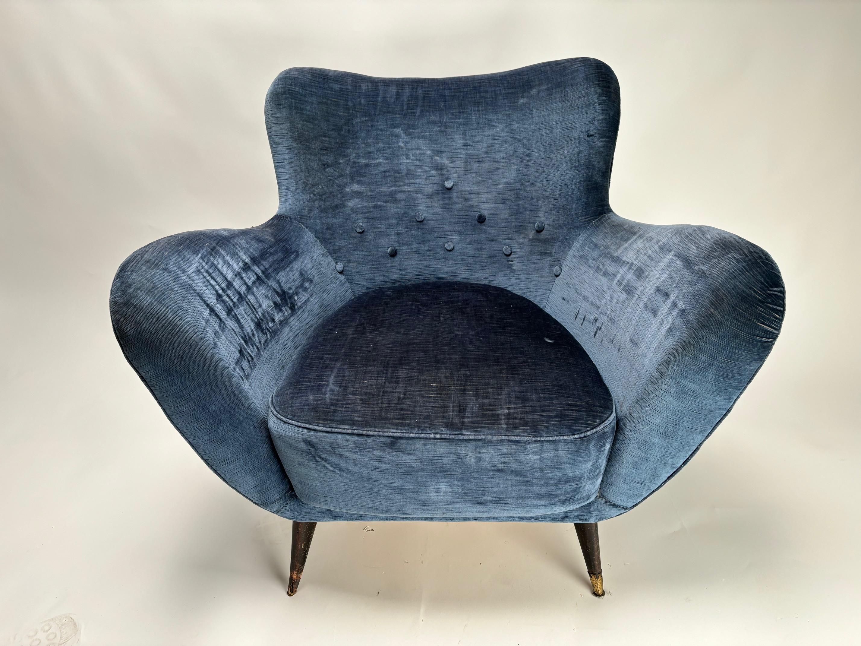 Mid-Century moderno Coppia di poltrone di metà secolo nello stile di Guglielmo Veronesi, Italia anni '50 in vendita