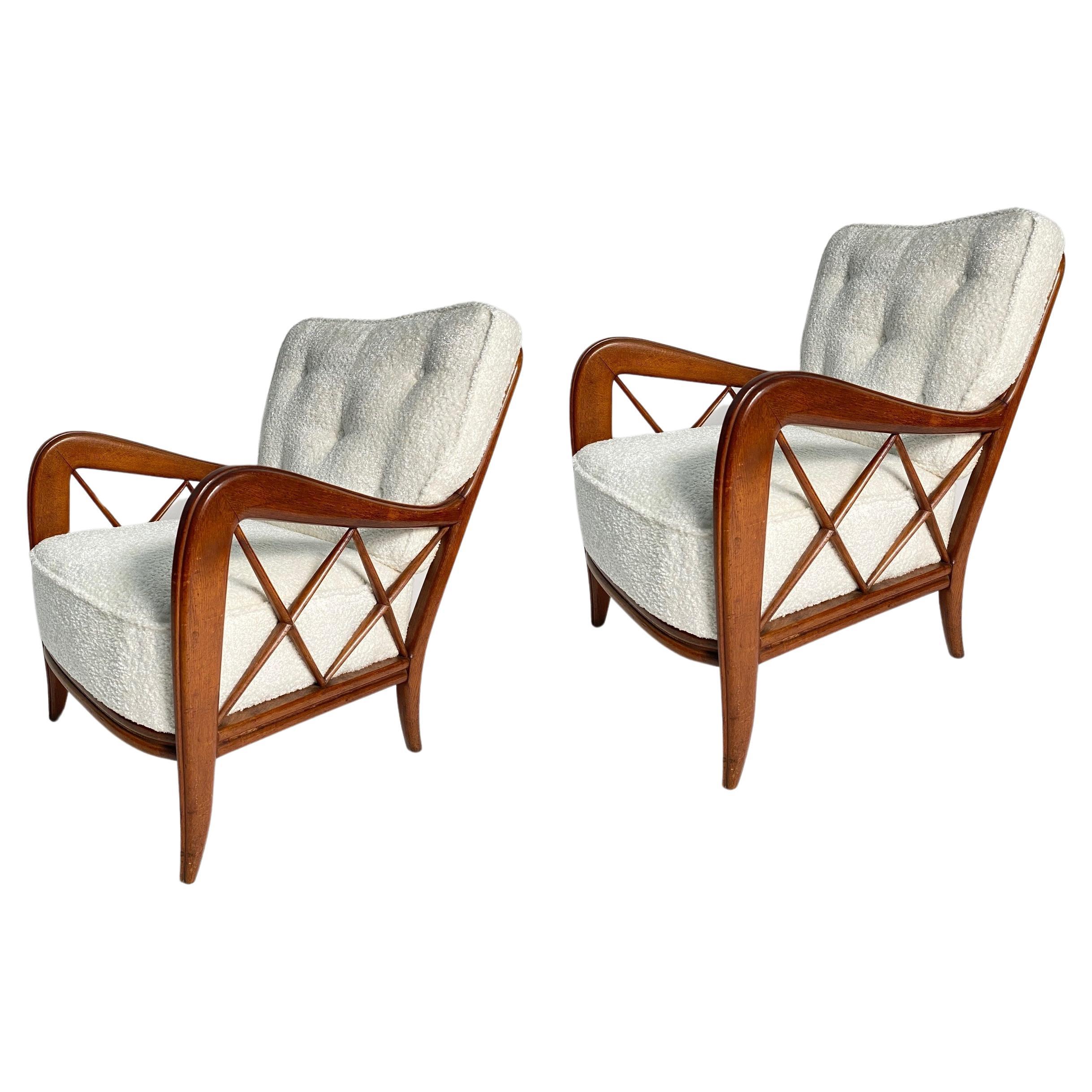 Pair of Mid-Century armchairs in the style of Paolo Buffa, Italy 1950s