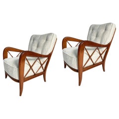 Paar Sessel aus der Mitte des Jahrhunderts im Stil von Paolo Buffa, Italien 1950er Jahre