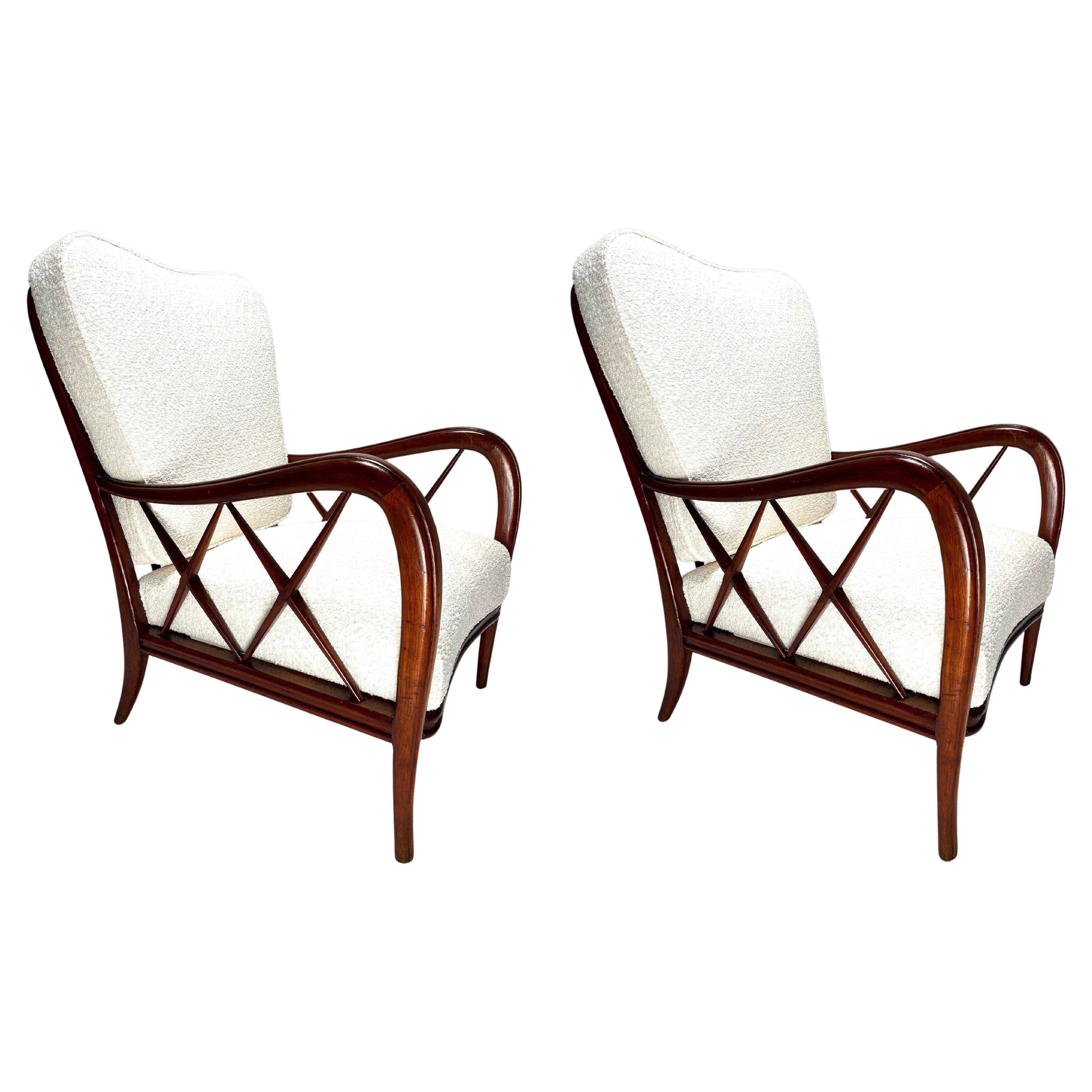 Pair of Mid-Century armchairs in the style of Paolo Buffa, Italy 1950s
