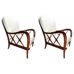 Pair of Mid-Century armchairs in the style of Paolo Buffa, Italy 1950s
