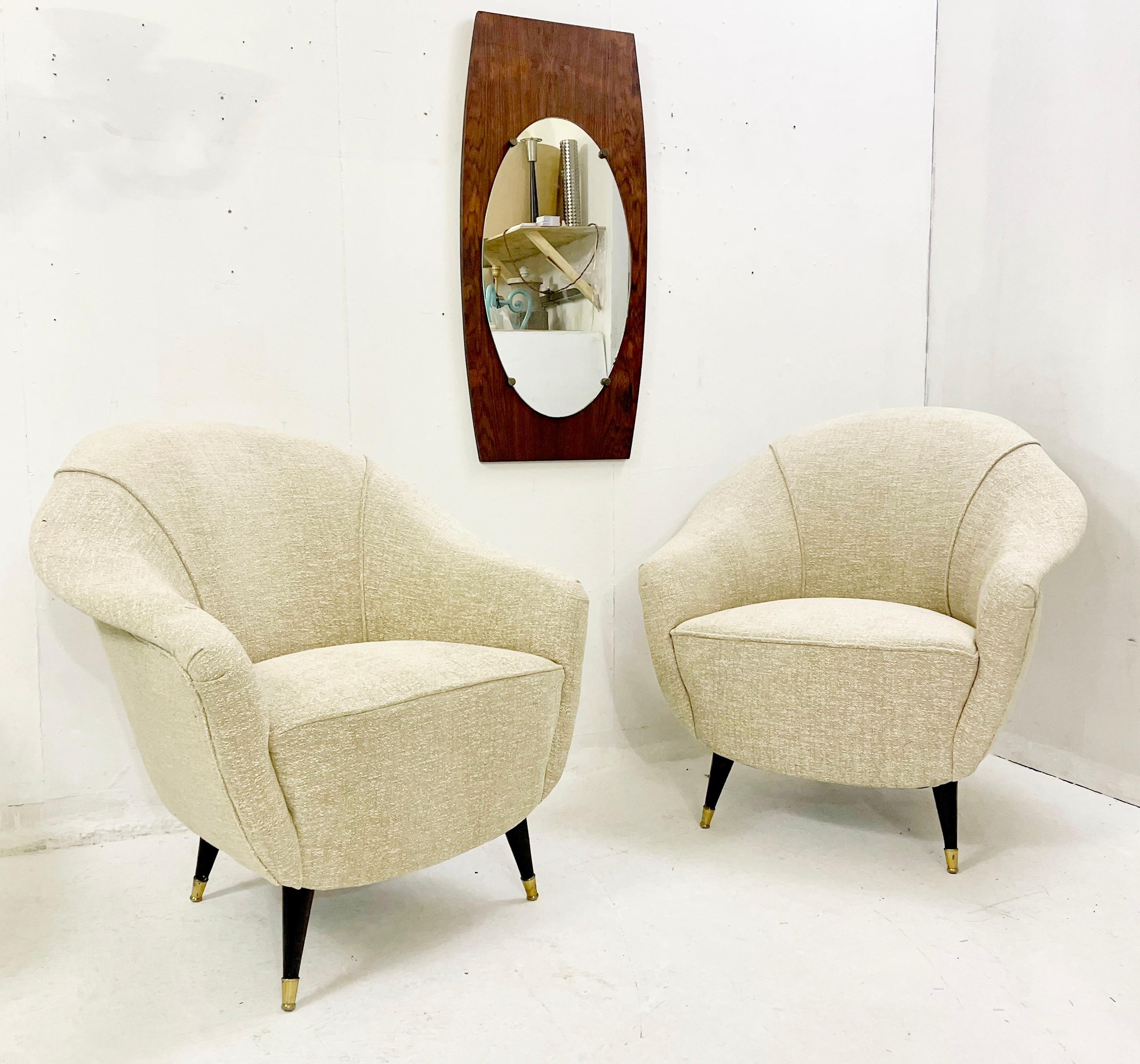 Pair of Mid-Century Armchairs, Italy 1950s In Good Condition For Sale In Brussels, BE