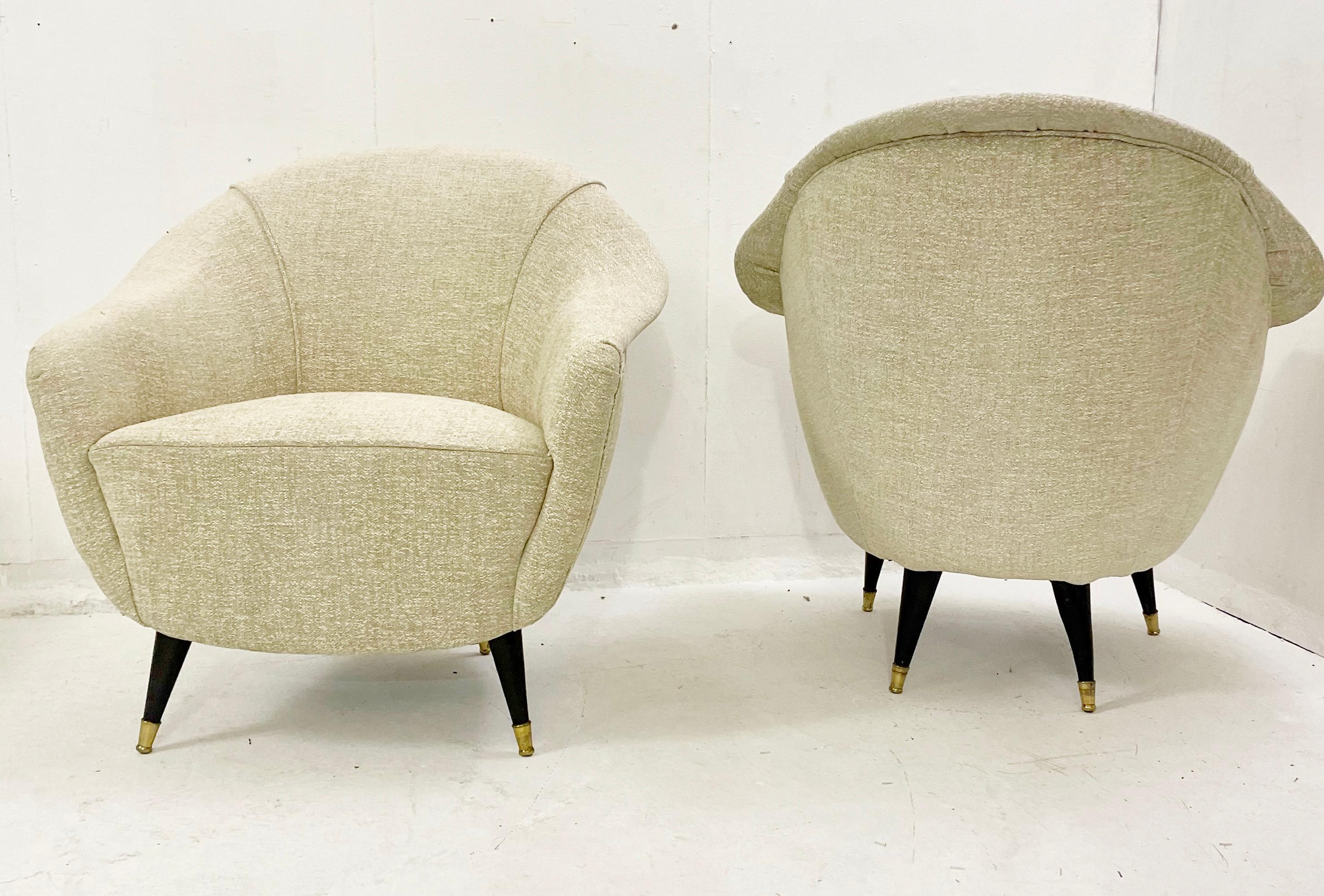Mid-20th Century Pair of Mid-Century Armchairs, Italy 1950s For Sale