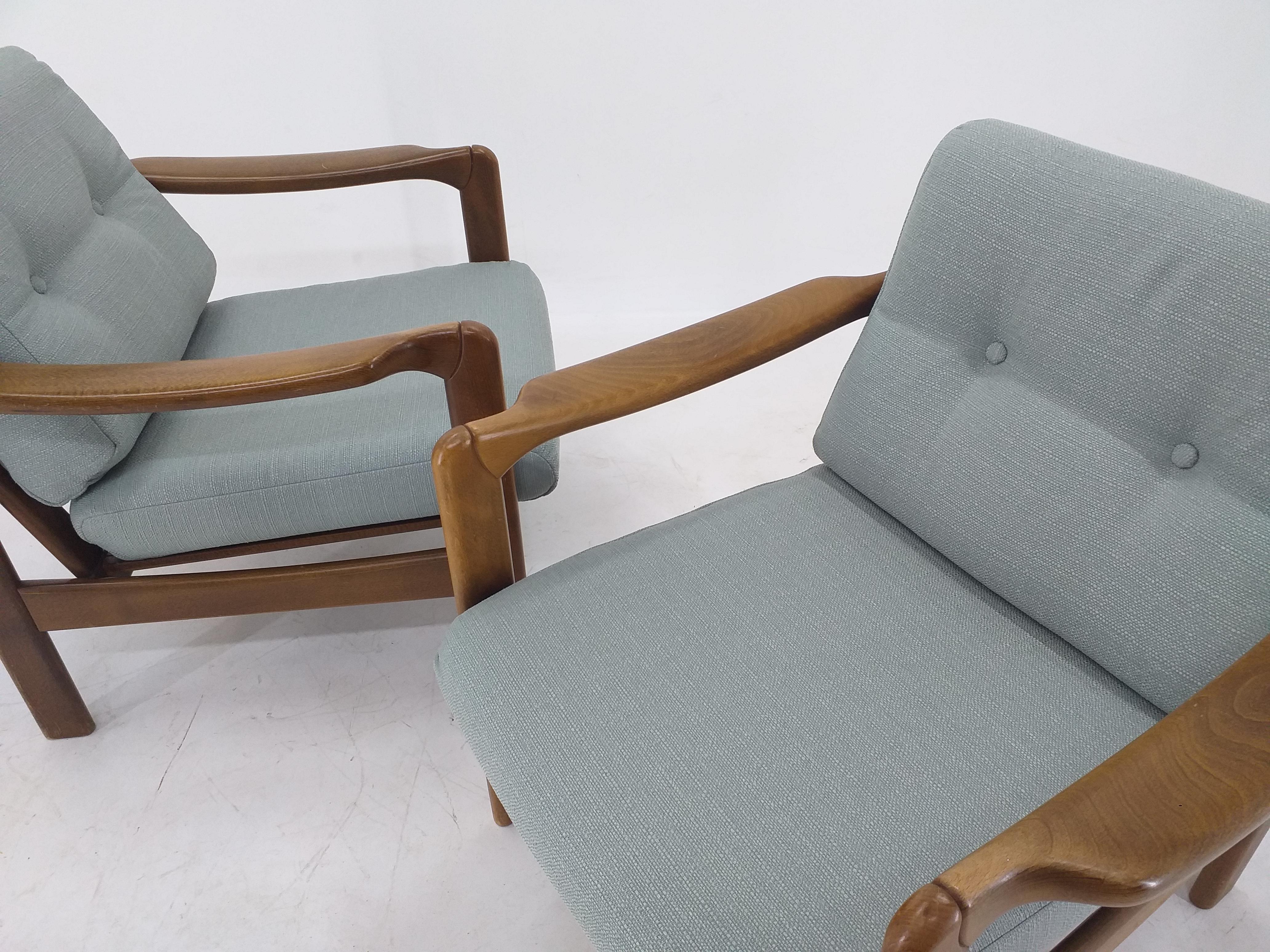 Fabric Pair of Midcentury Armchairs Knoll Antimott, Germany, 1960s For Sale