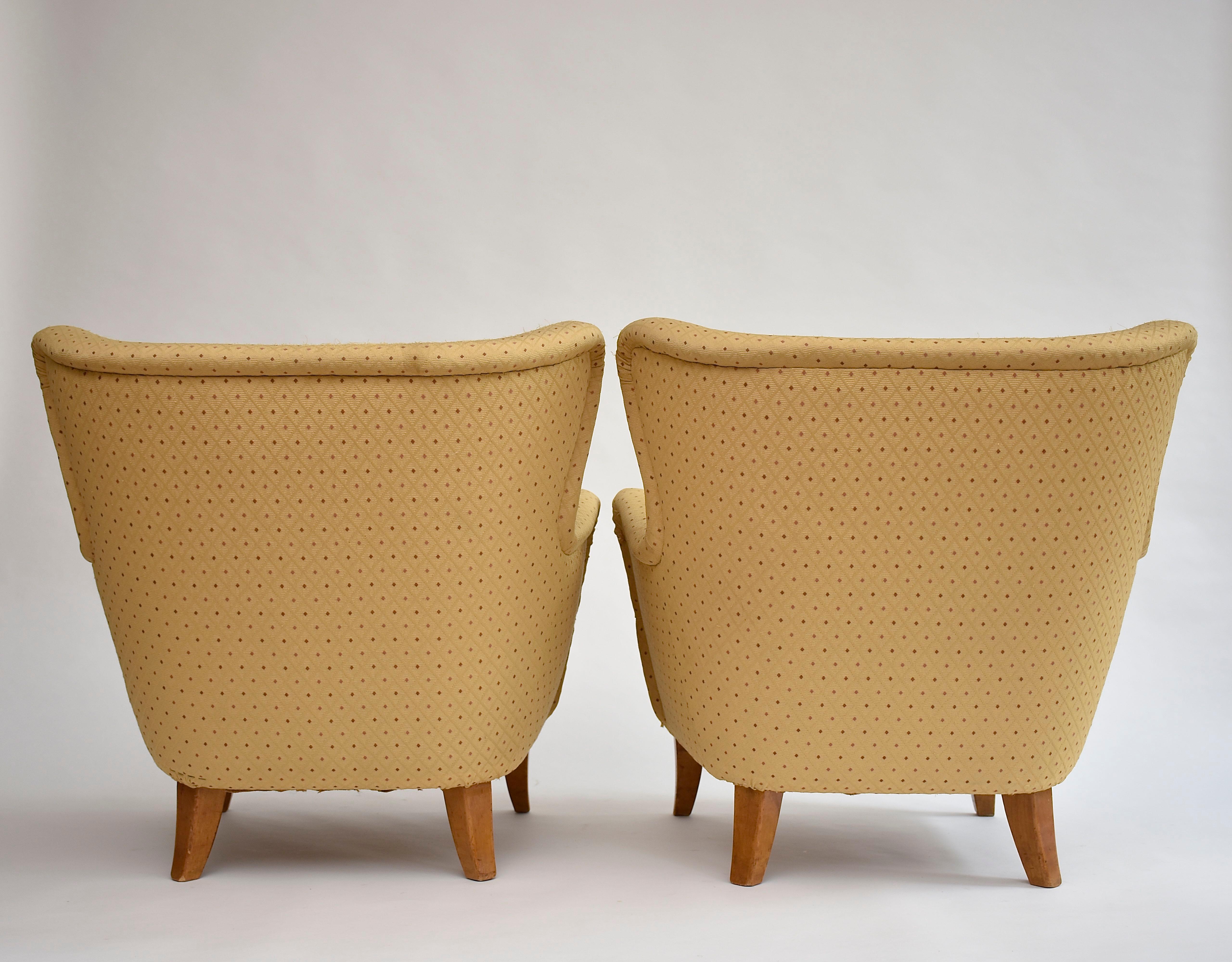 Pair of mid-century armchairs 'Laila' by Ilmari Lappalainen for Asko 1948 For Sale 4