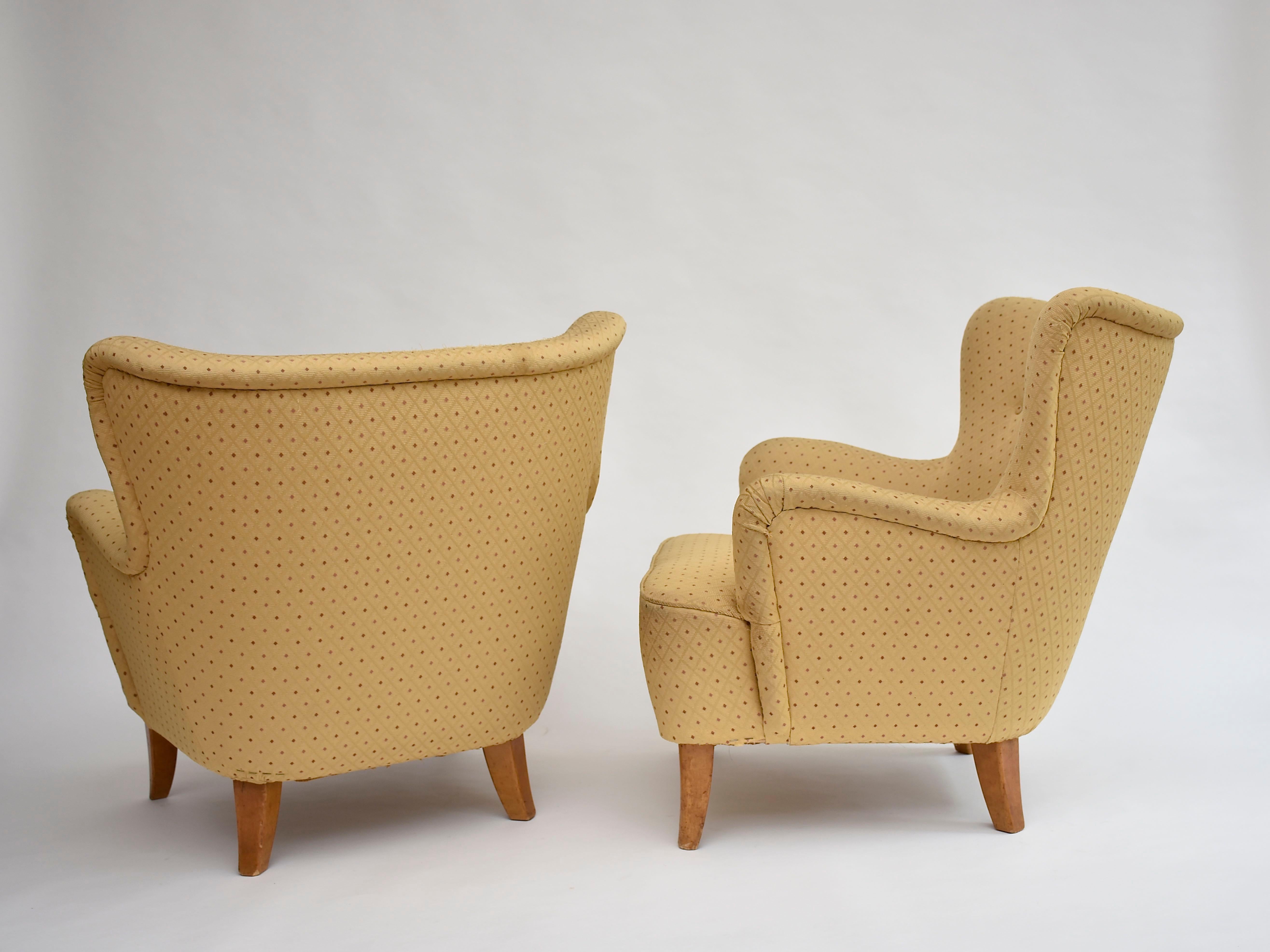 Finnish Pair of mid-century armchairs 'Laila' by Ilmari Lappalainen for Asko 1948 For Sale
