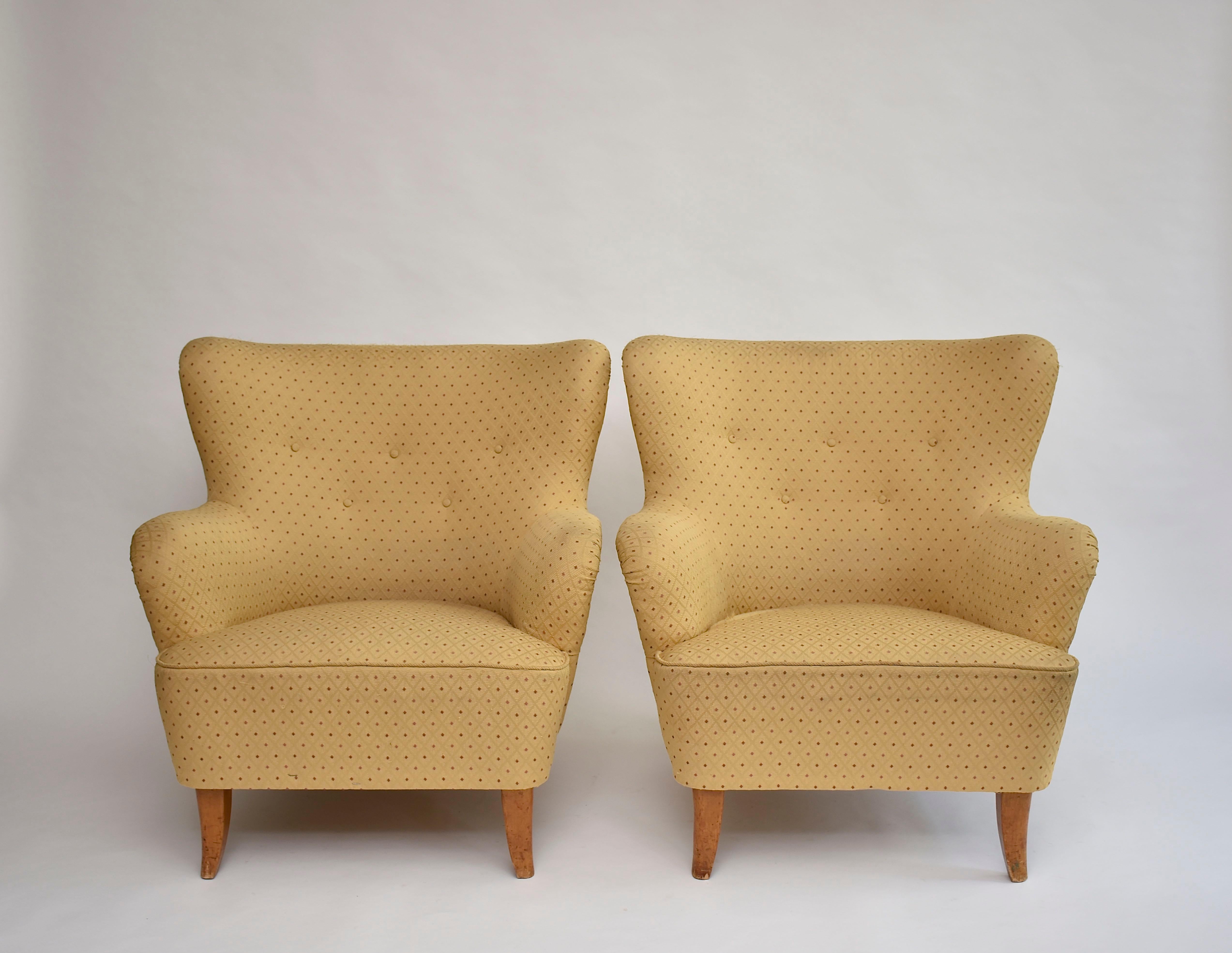 Pair of mid-century armchairs 'Laila' by Ilmari Lappalainen for Asko 1948 In Good Condition For Sale In SON EN BREUGEL, NL