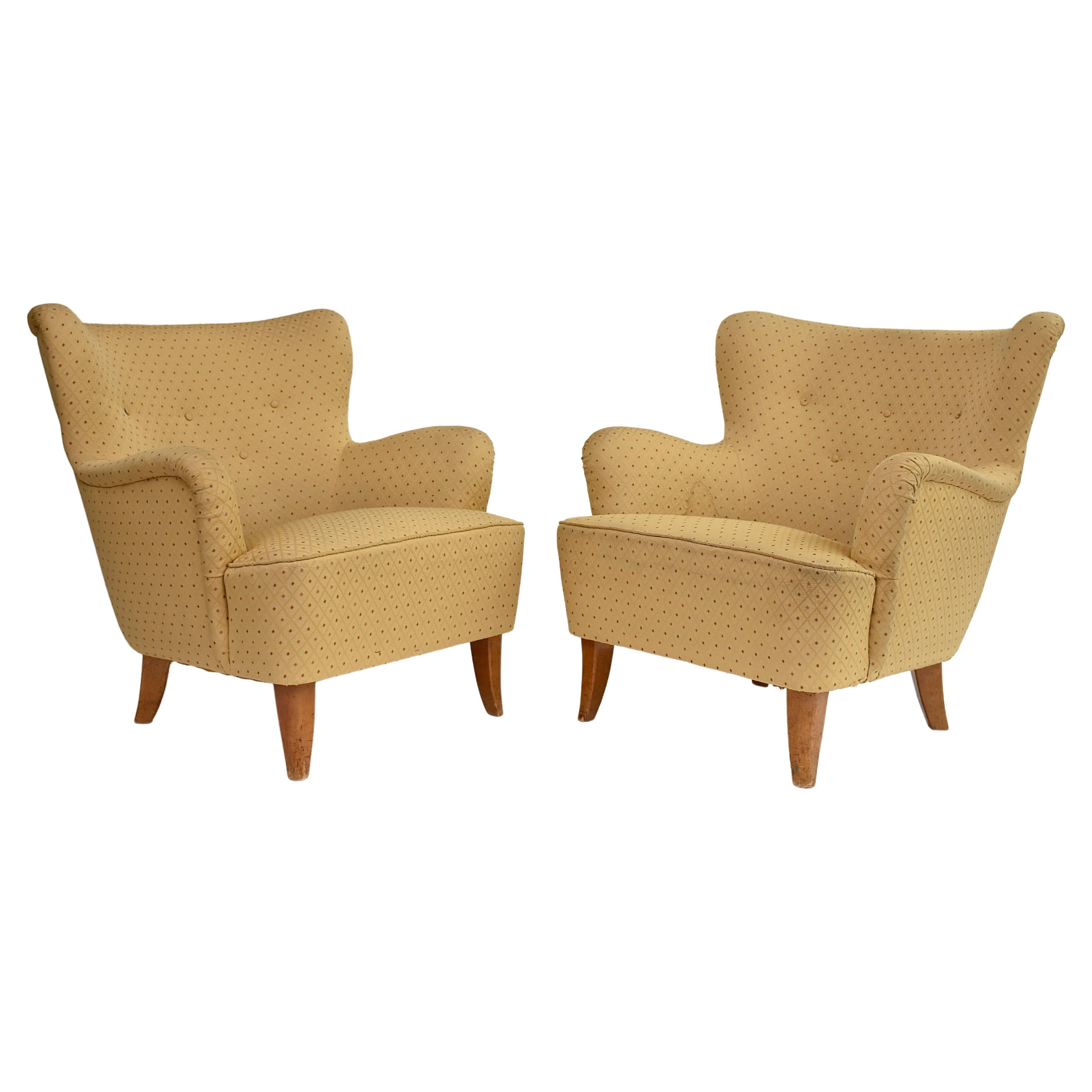 Pair of mid-century armchairs 'Laila' by Ilmari Lappalainen for Asko 1948 For Sale