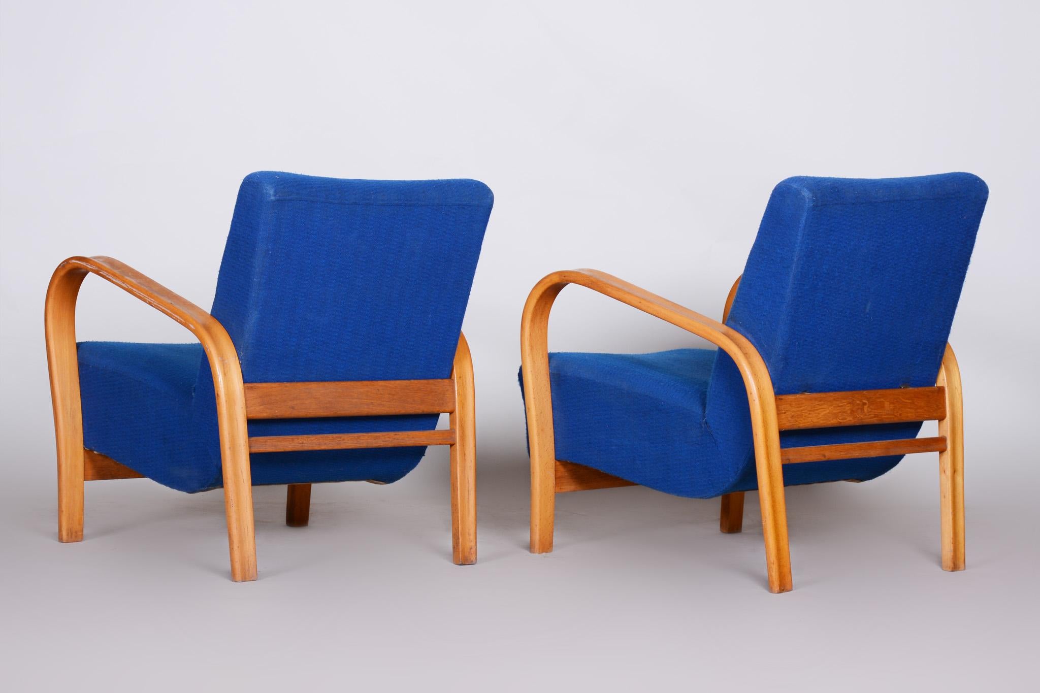 Mid-Century Modern Paire de fauteuils du milieu du siècle fabriqués en Tchèque dans les années 1930, collaboration avec Halabala