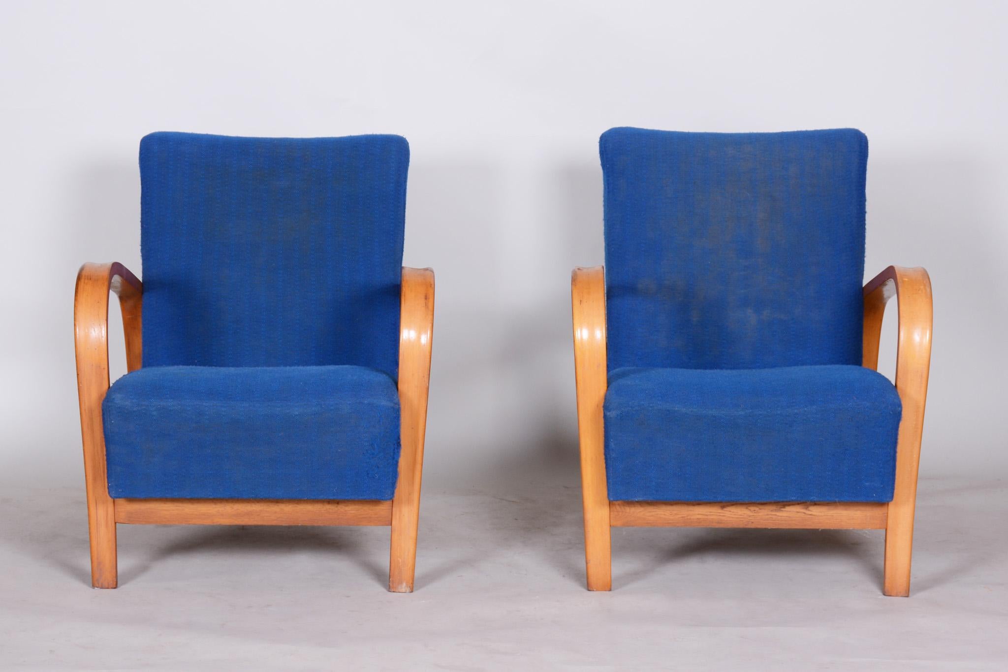 20ième siècle Paire de fauteuils du milieu du siècle fabriqués en Tchèque dans les années 1930, collaboration avec Halabala