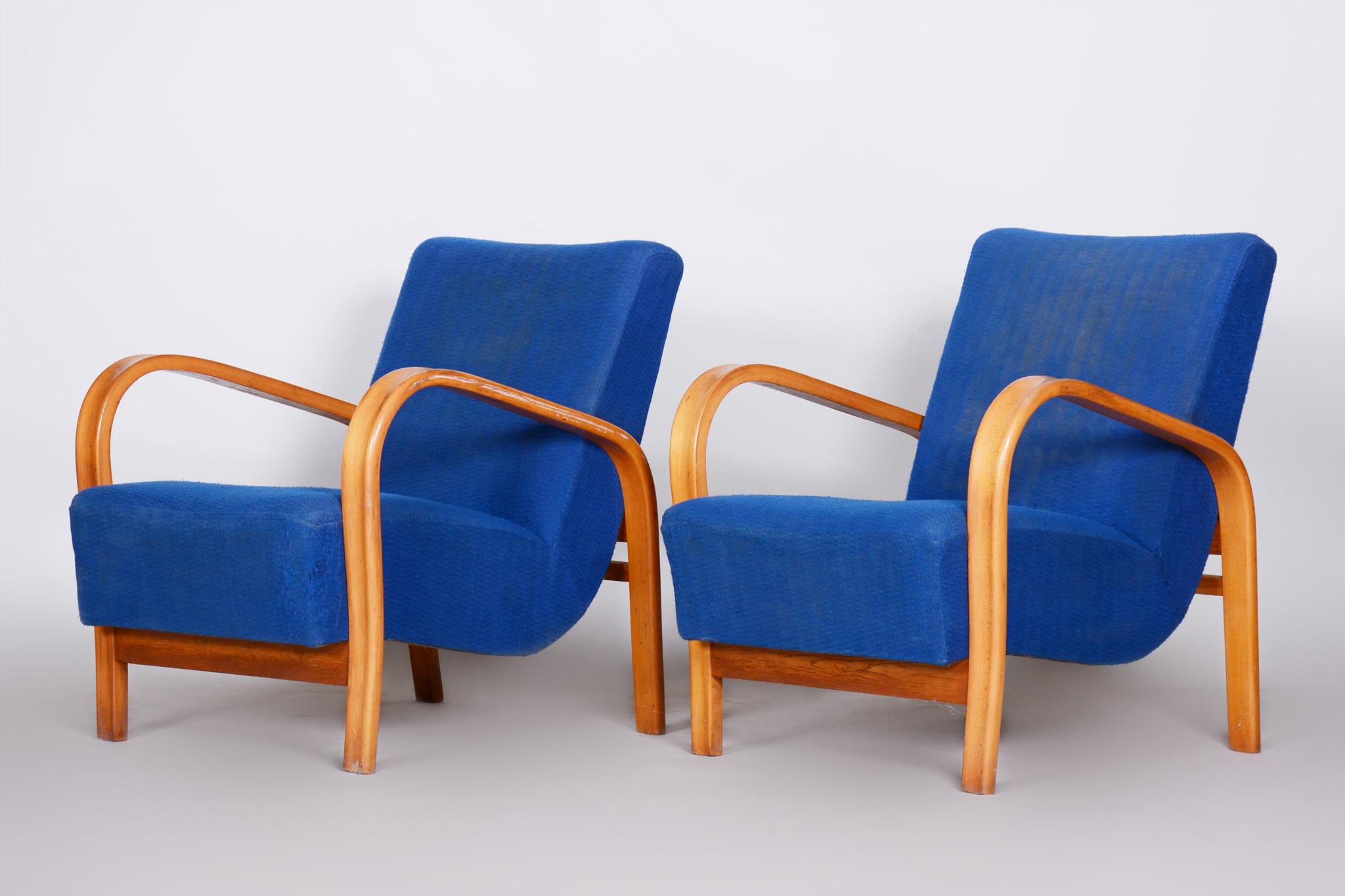 Pair of Mid Century Armchairs Made in Czechia 1930s, Collaboration with Halabala 2