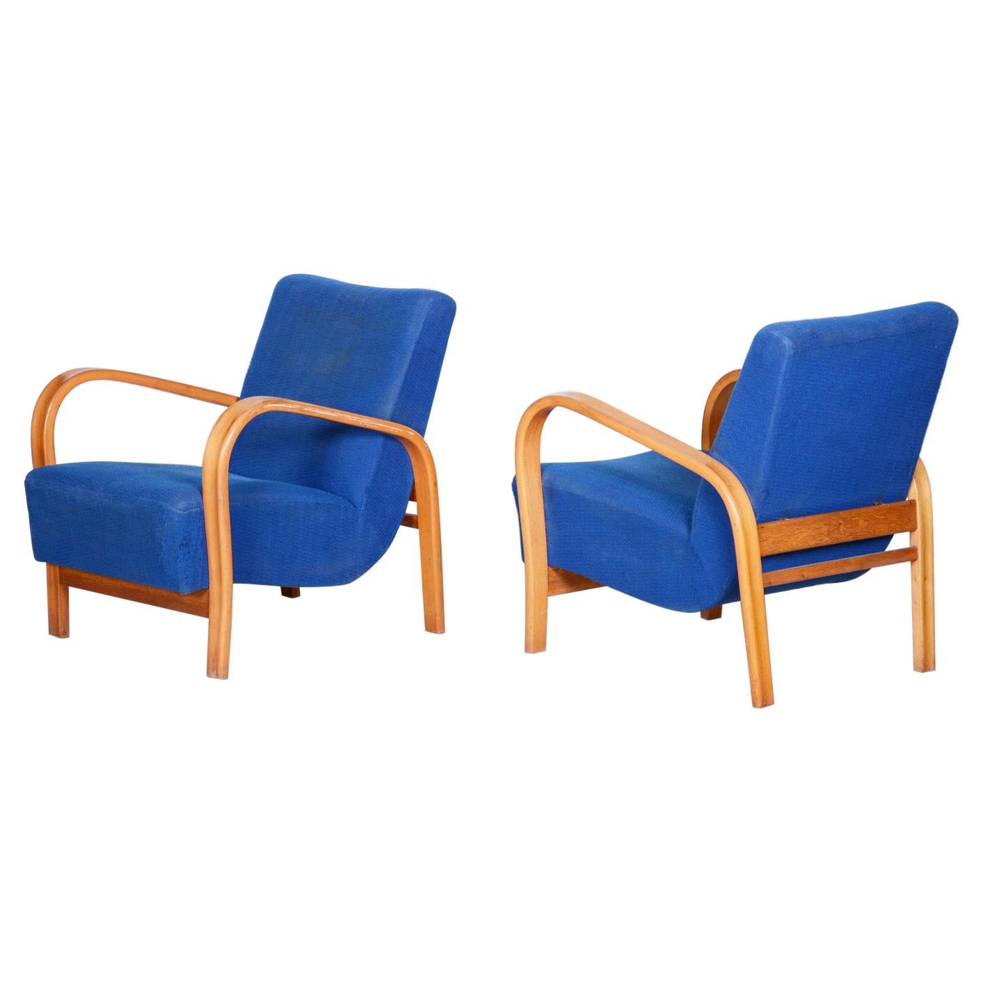 Pair of Mid Century Armchairs Made in Czechia 1930s, Collaboration with Halabala