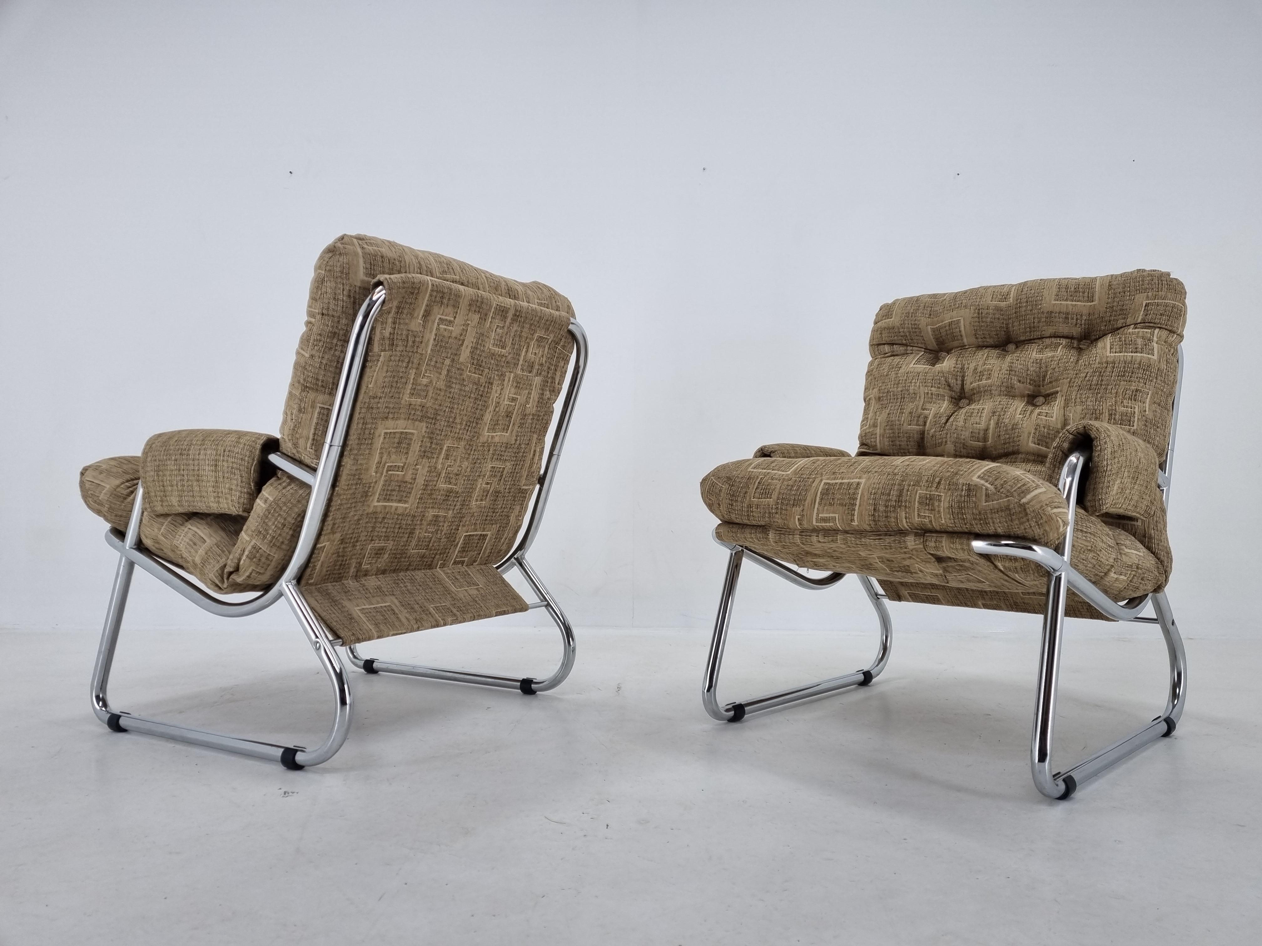 Fabric Pair of Mid-Century Armchairs, Peter Hoyte, 1970s
