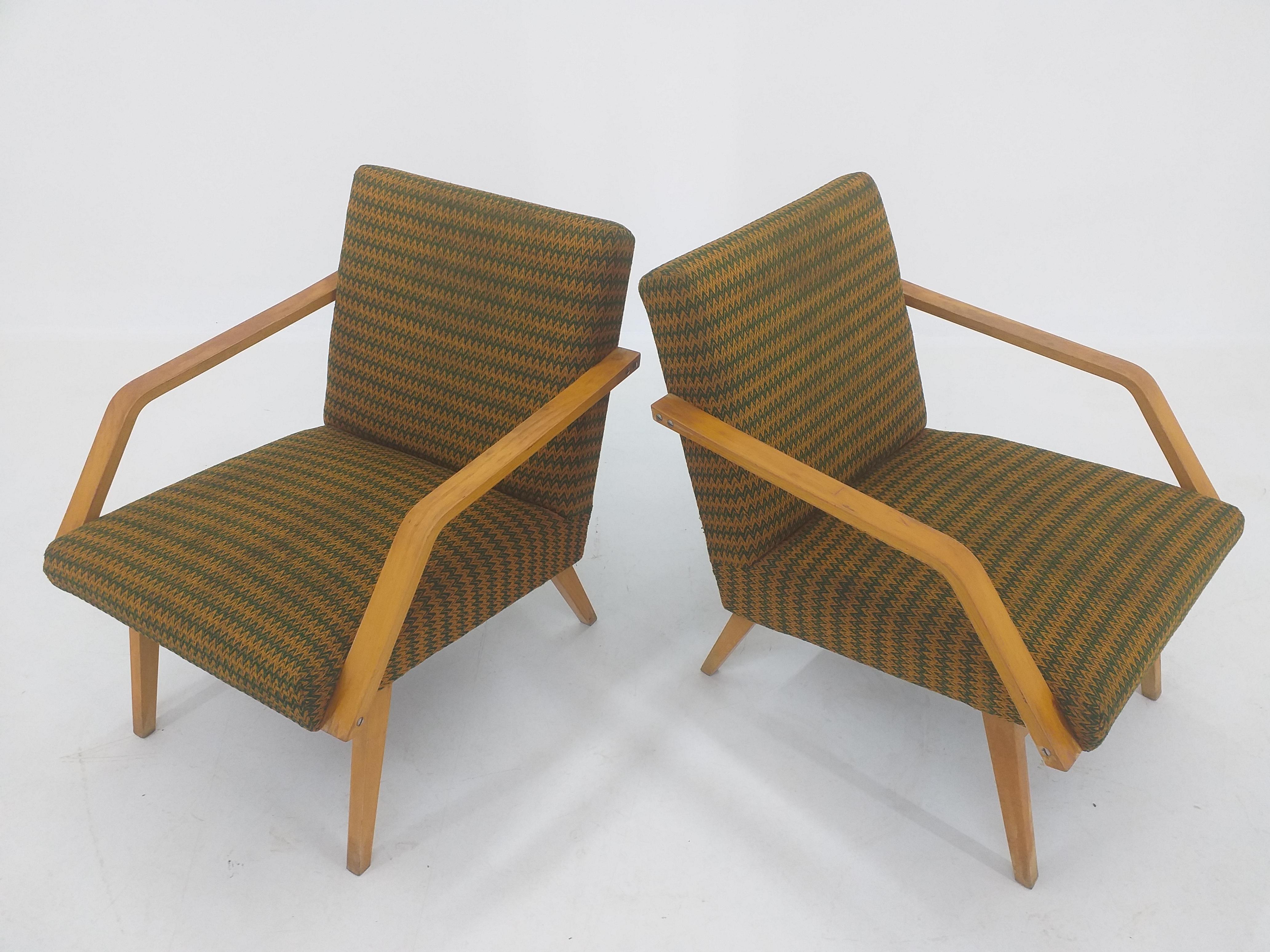 Czech Pair of Mid Century Armchairs TON, 1970s For Sale